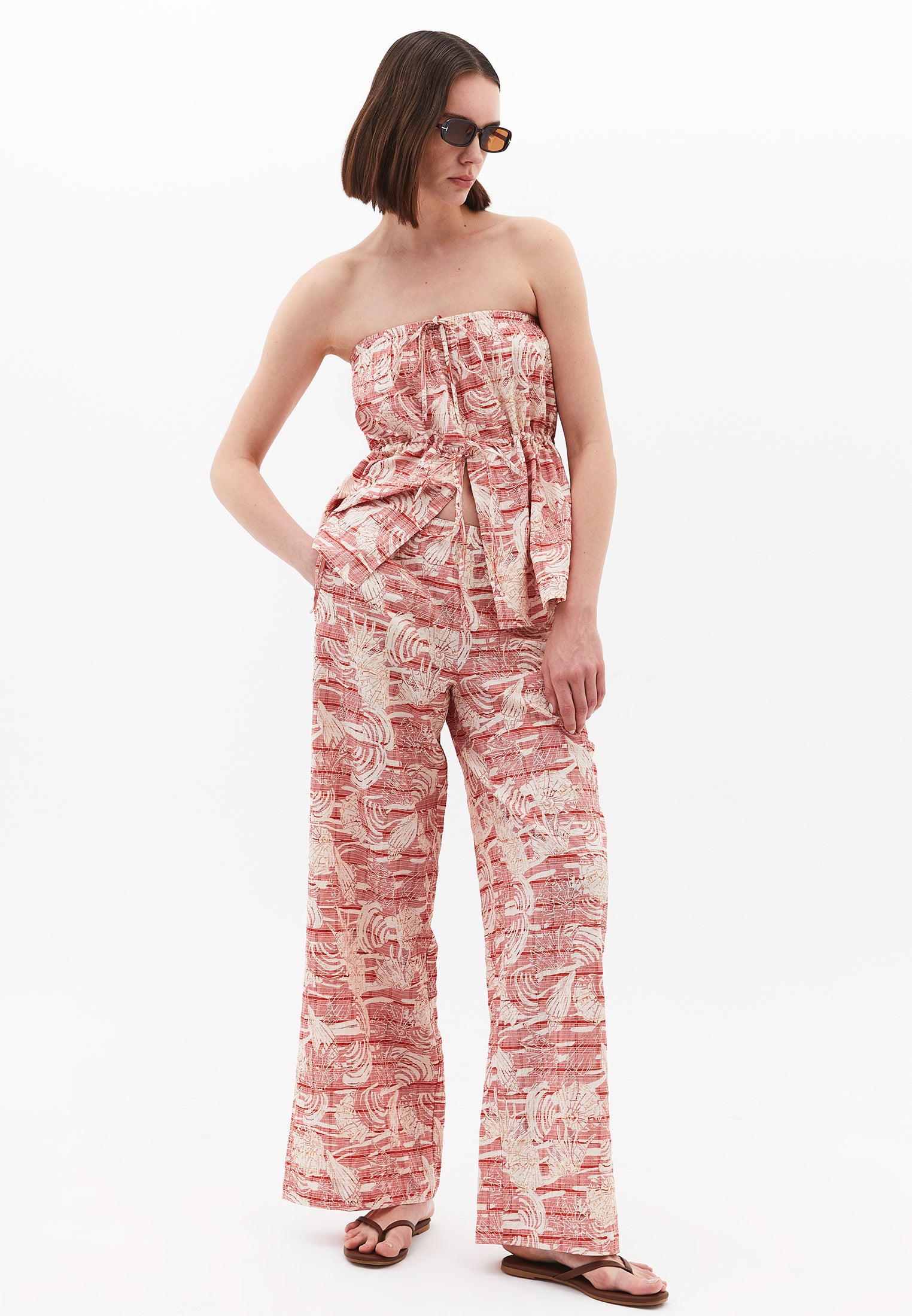 Comfortable Viscose Linen Pants - SHELL COMB