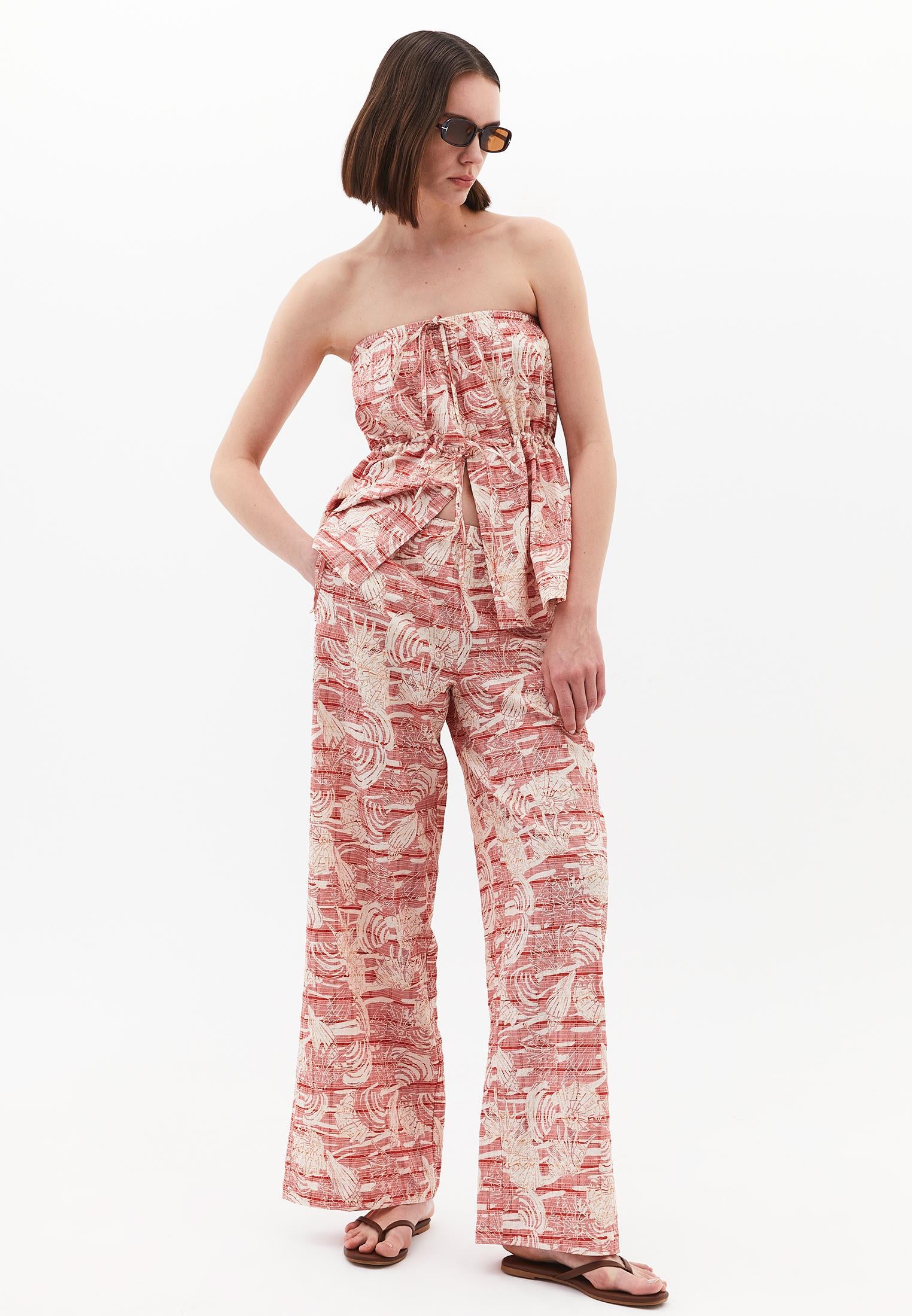 Strapless Viscose Blouse - SHELL COMB