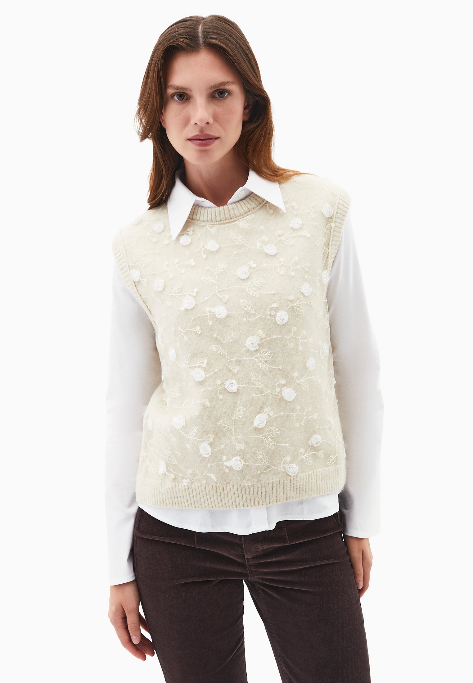 CREW NECK VEST - SILVER BIRCH