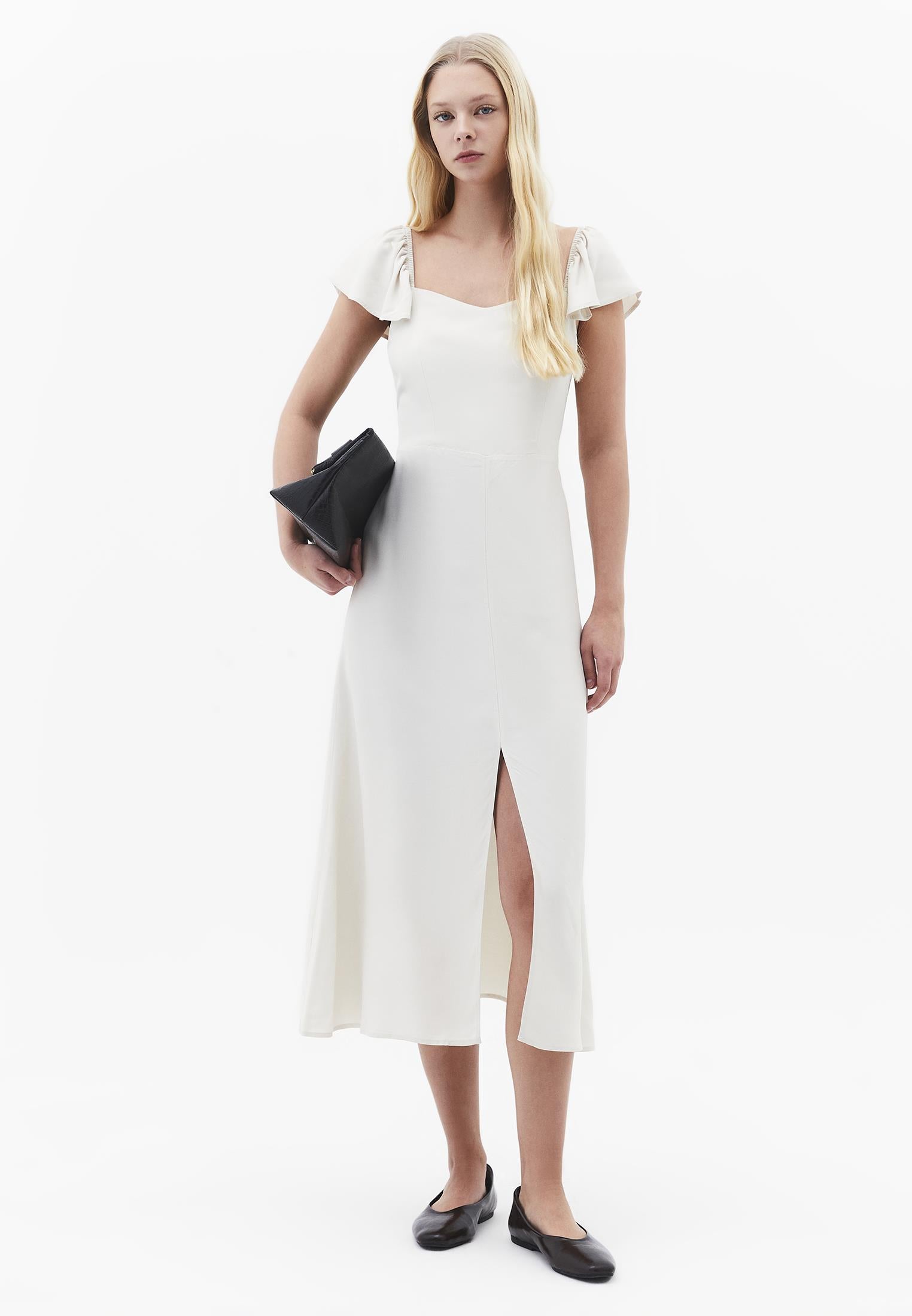 Sweetheart Neckline Midi Dress - SILVER BIRCH