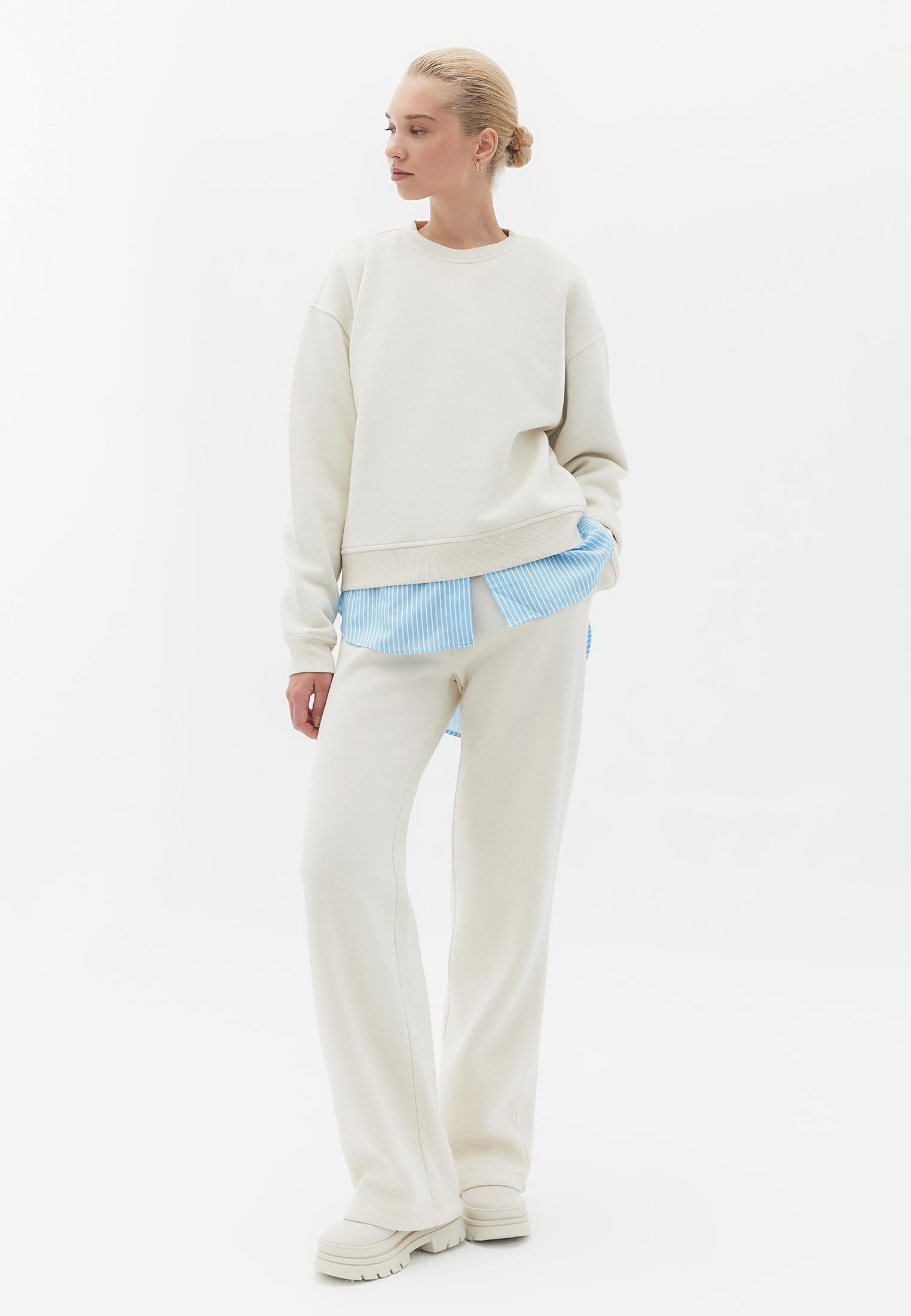 Pleated Straight Leg Pants - SILVER BIRCH