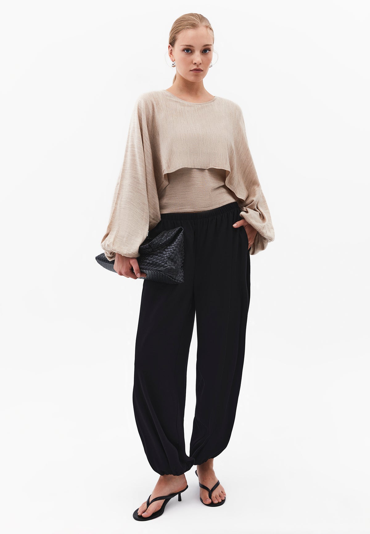 Balloon Sleeve Sweater - SILVER BIRCH