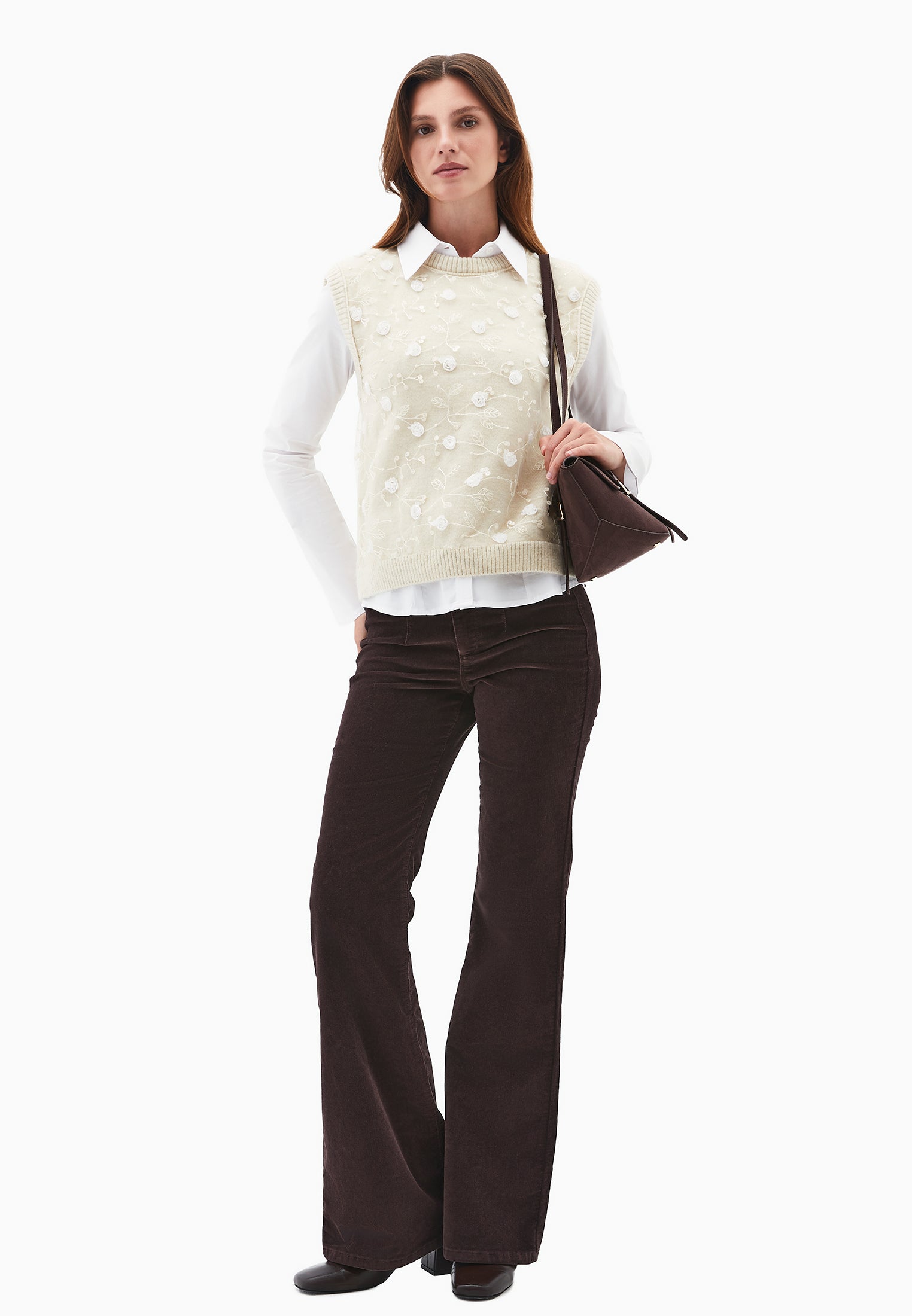 CREW NECK VEST - SILVER BIRCH