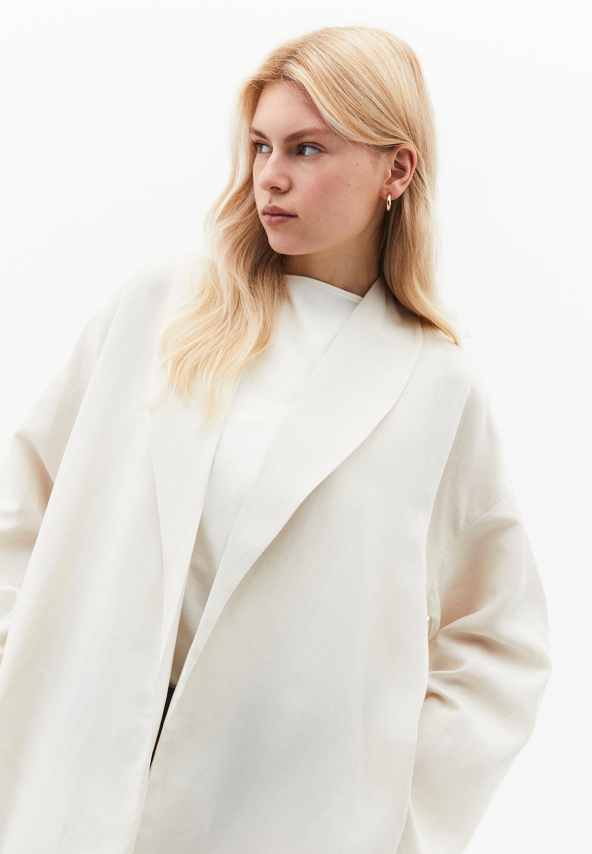 Kimono Tunic With Slit Detail - Cream