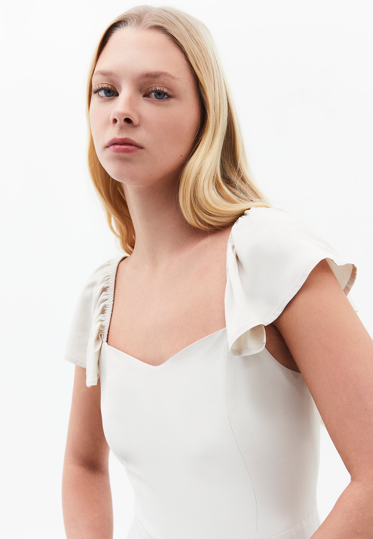 Sweetheart Neckline Midi Dress - SILVER BIRCH