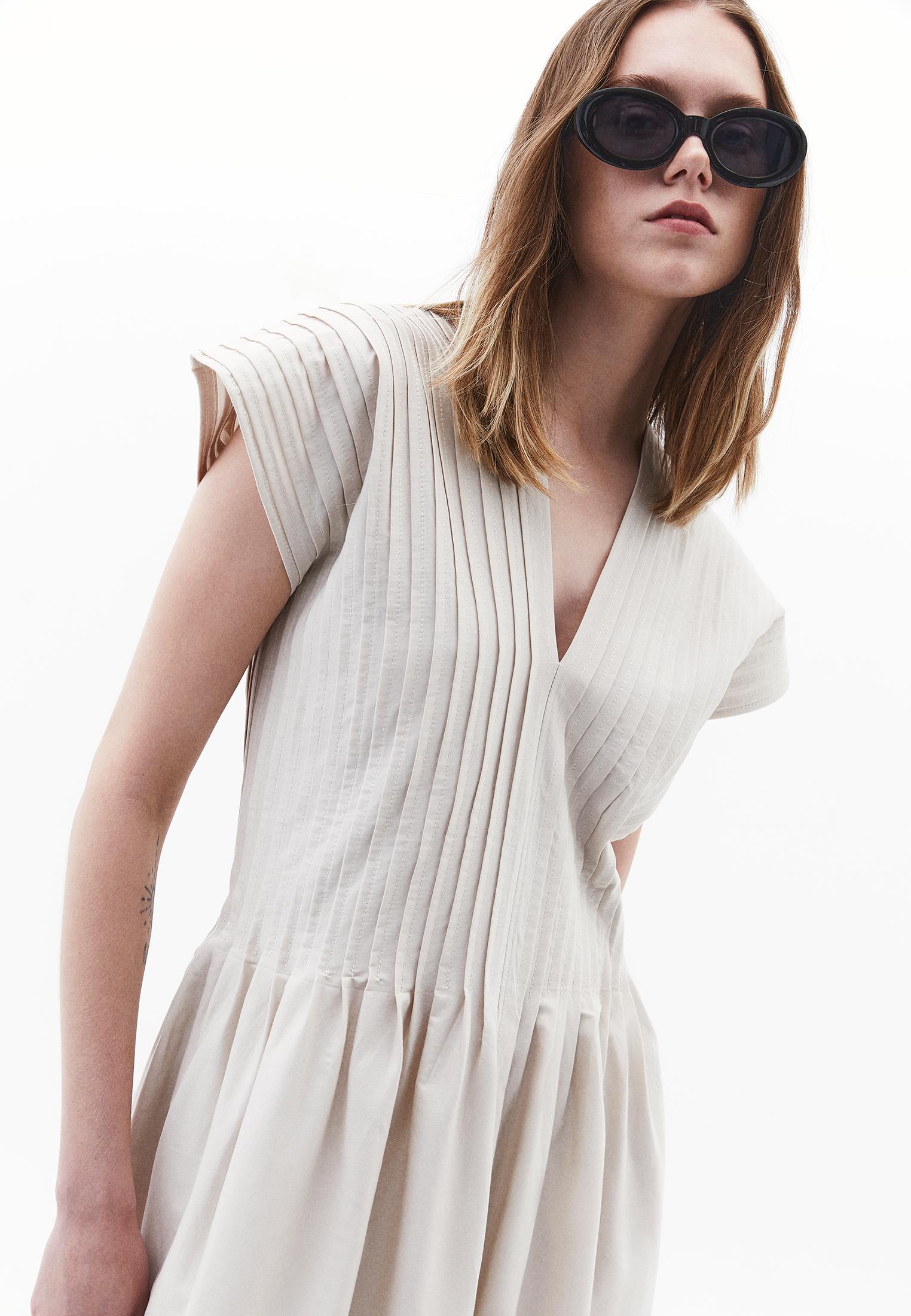 Flared V-Neck Long Dress - SILVER BIRCH