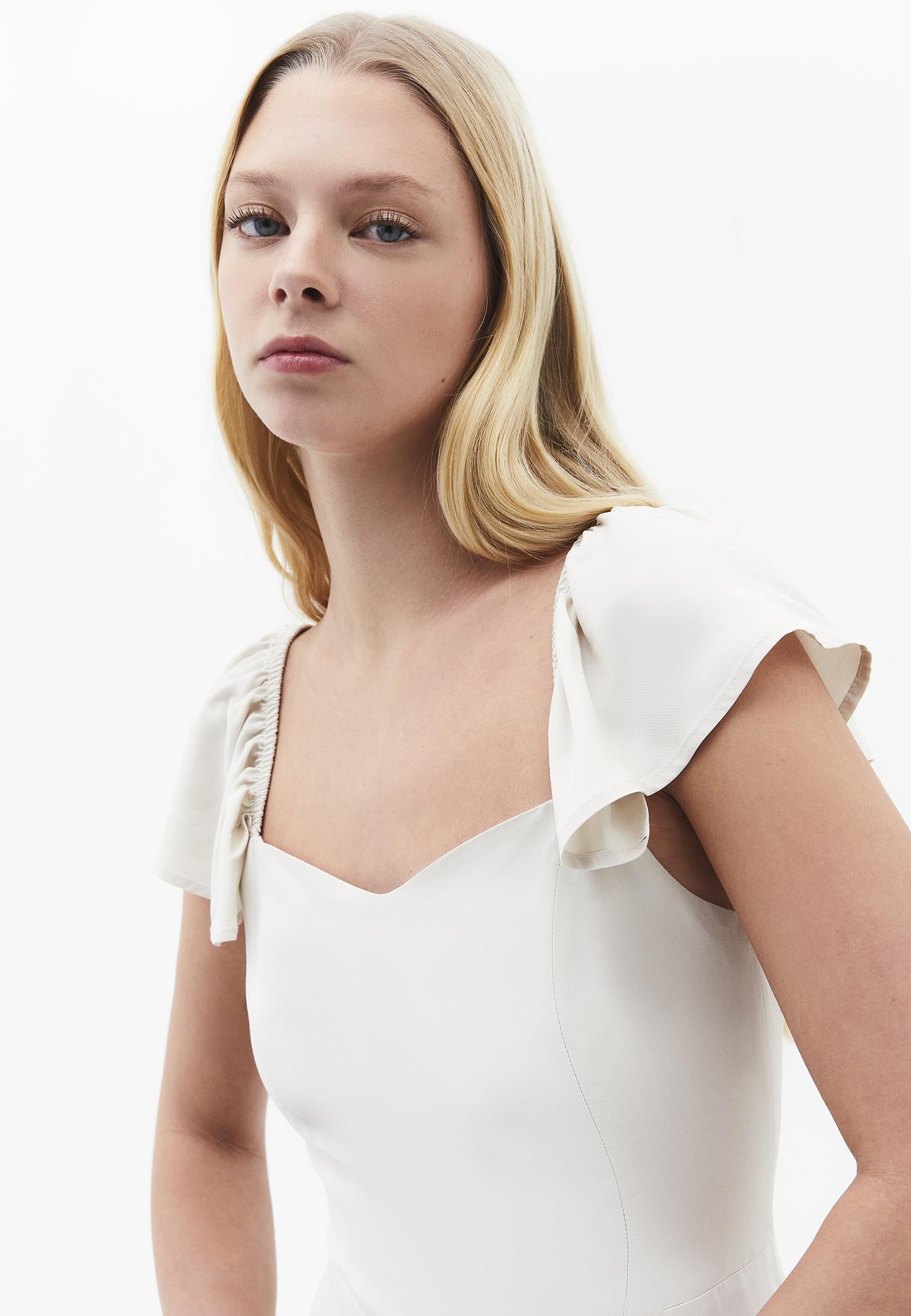 Sweetheart Neckline Midi Dress - SILVER BIRCH