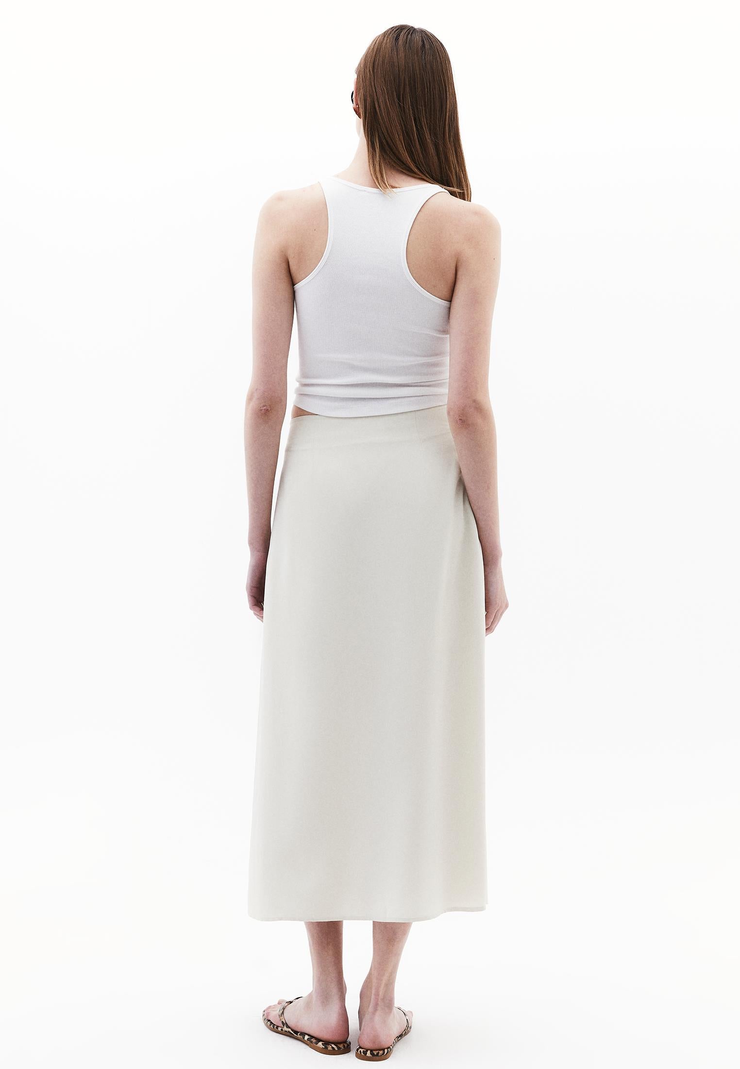 Buckled Viscose Midi Skirt - SILVER BIRCH