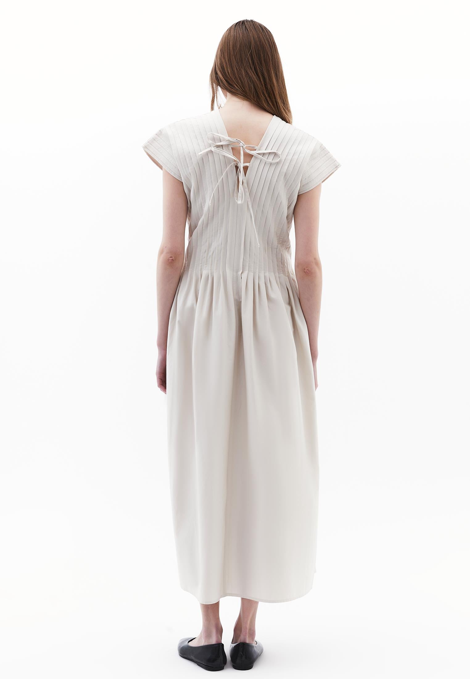 Flared V-Neck Long Dress - SILVER BIRCH