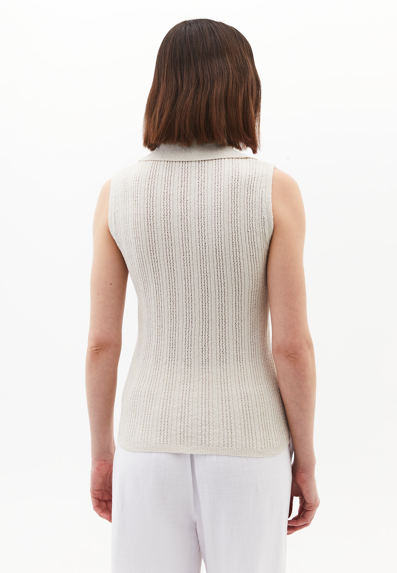 V Neck Boucle Vest - SILVER BIRCH