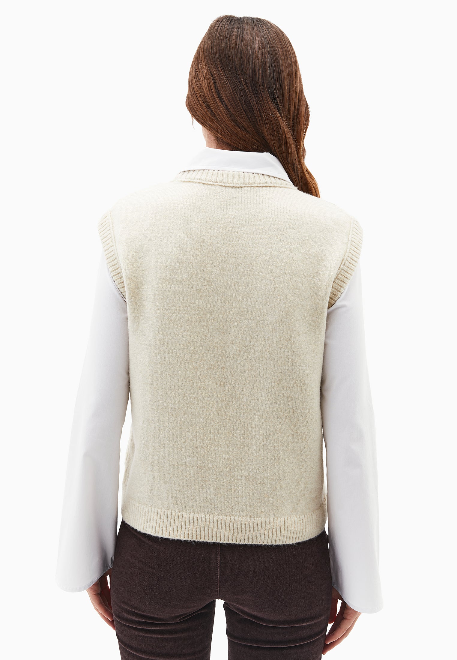 CREW NECK VEST - SILVER BIRCH