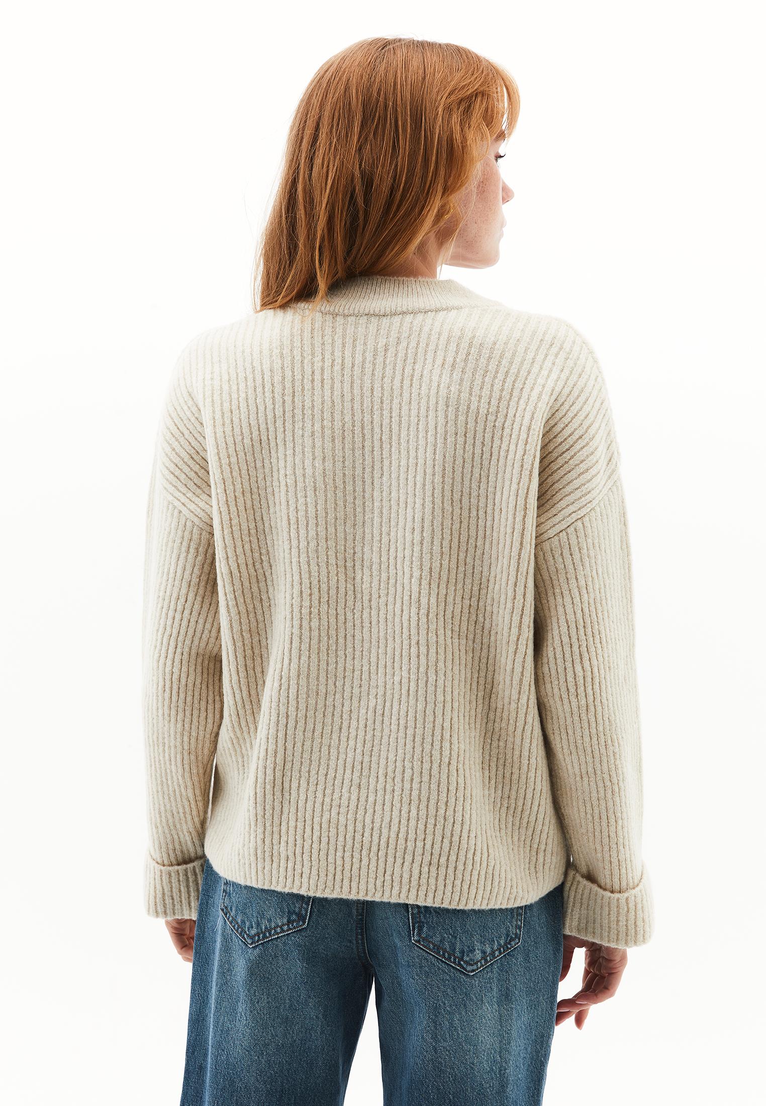 V Neck Knit Sweater - SILVER BIRCH