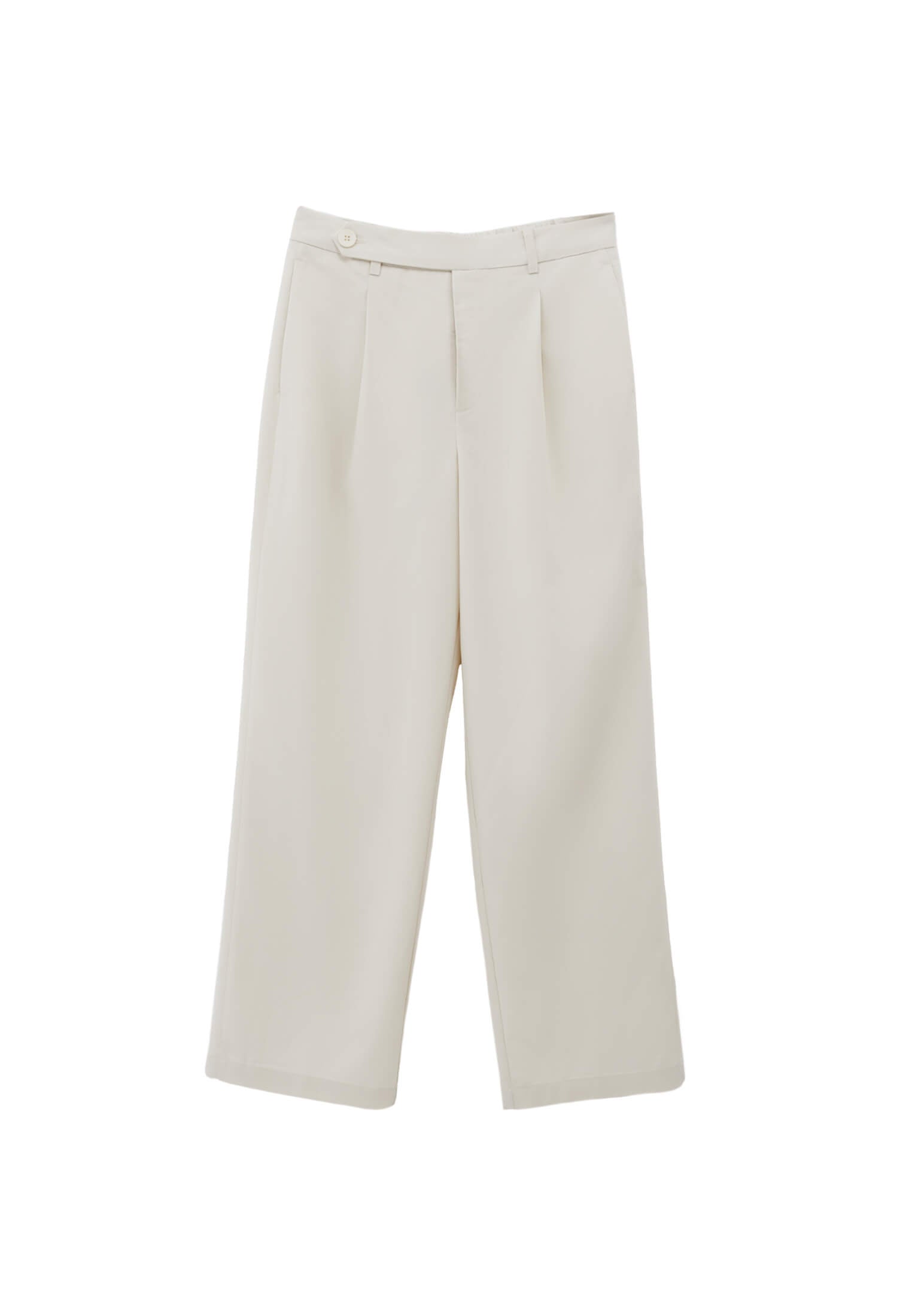Pleated Straight Leg Pants - SILVER BIRCH
