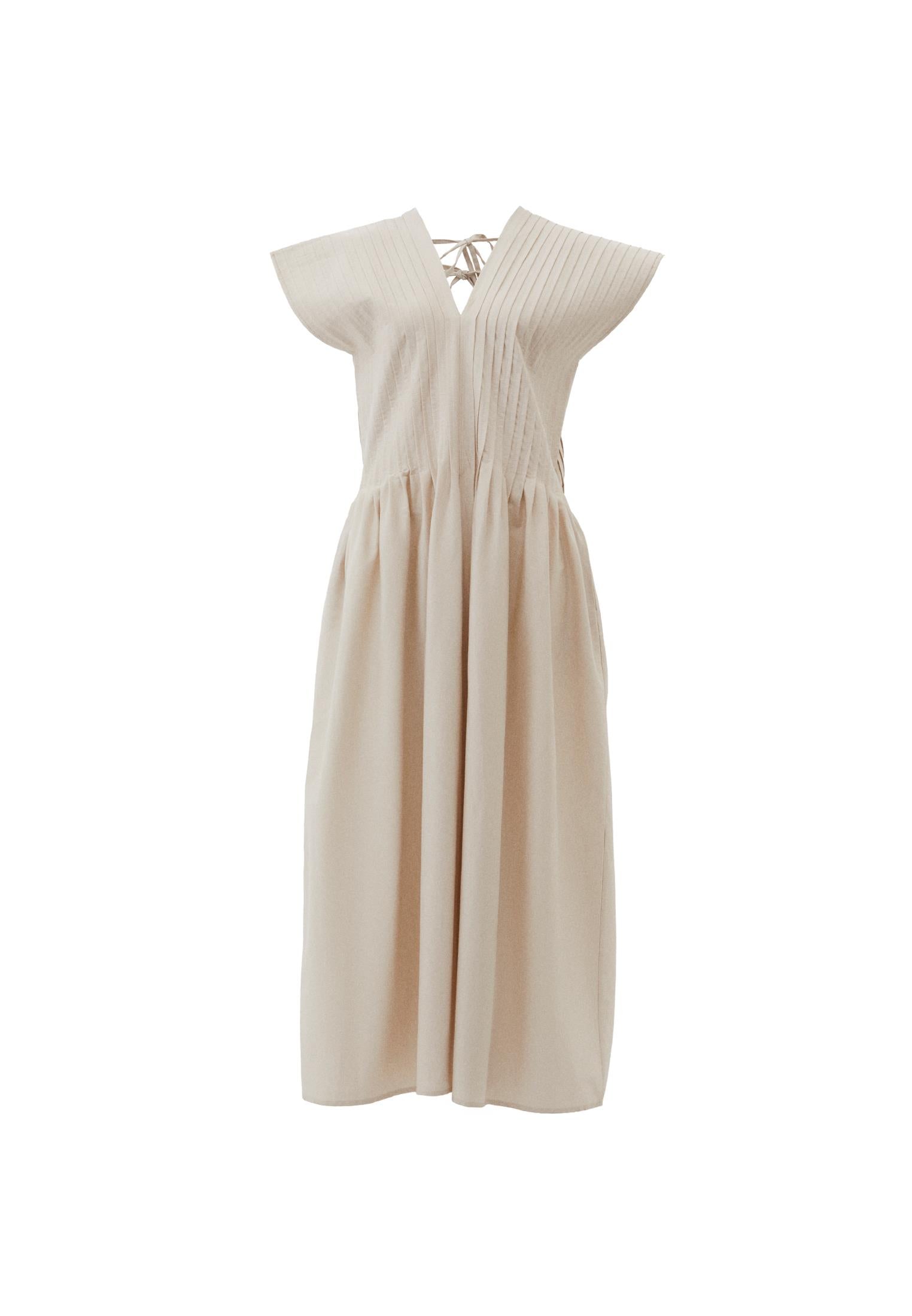 Flared V-Neck Long Dress - SILVER BIRCH