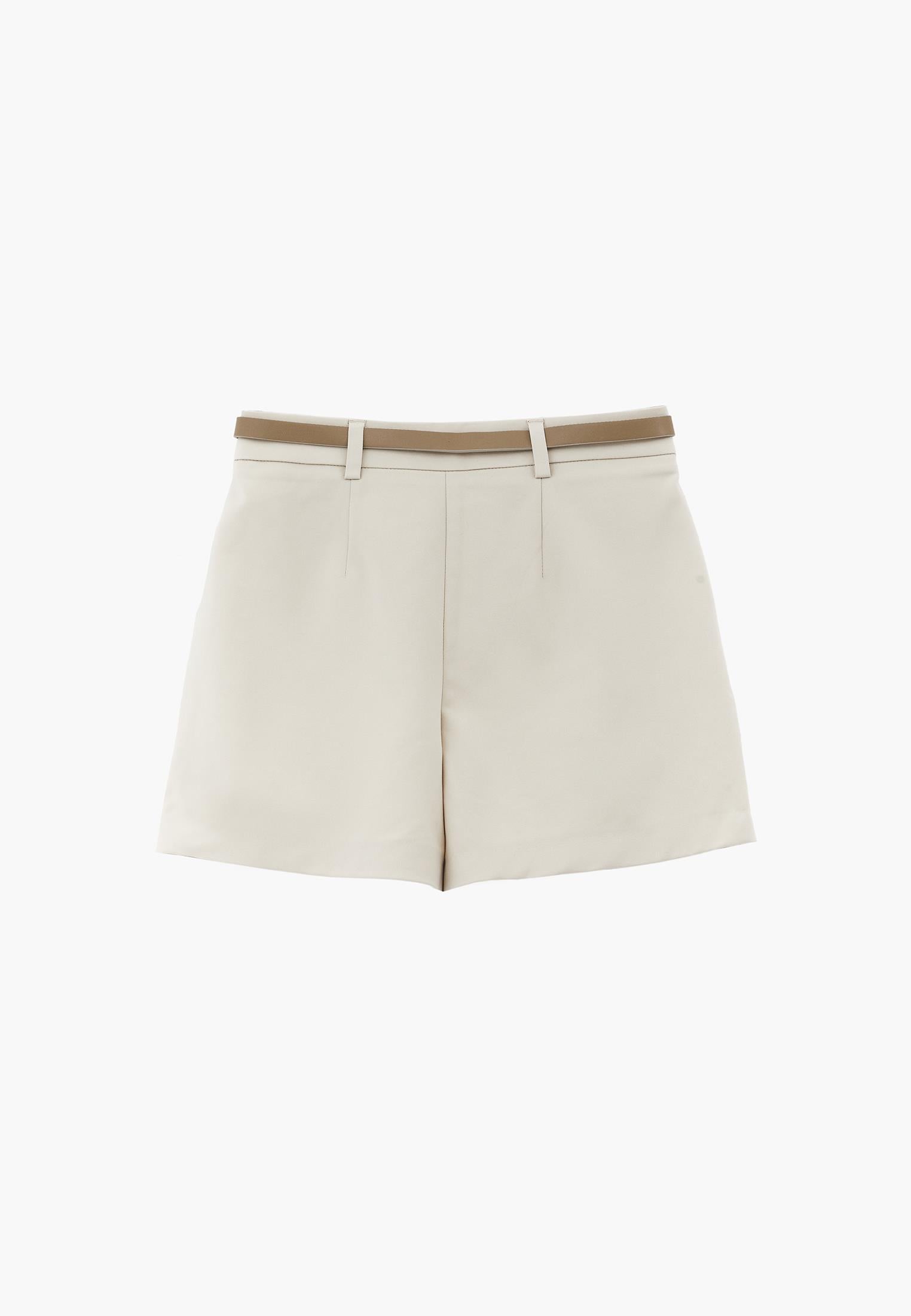 High Waist Shorts With Pockets - SILVER BIRCH