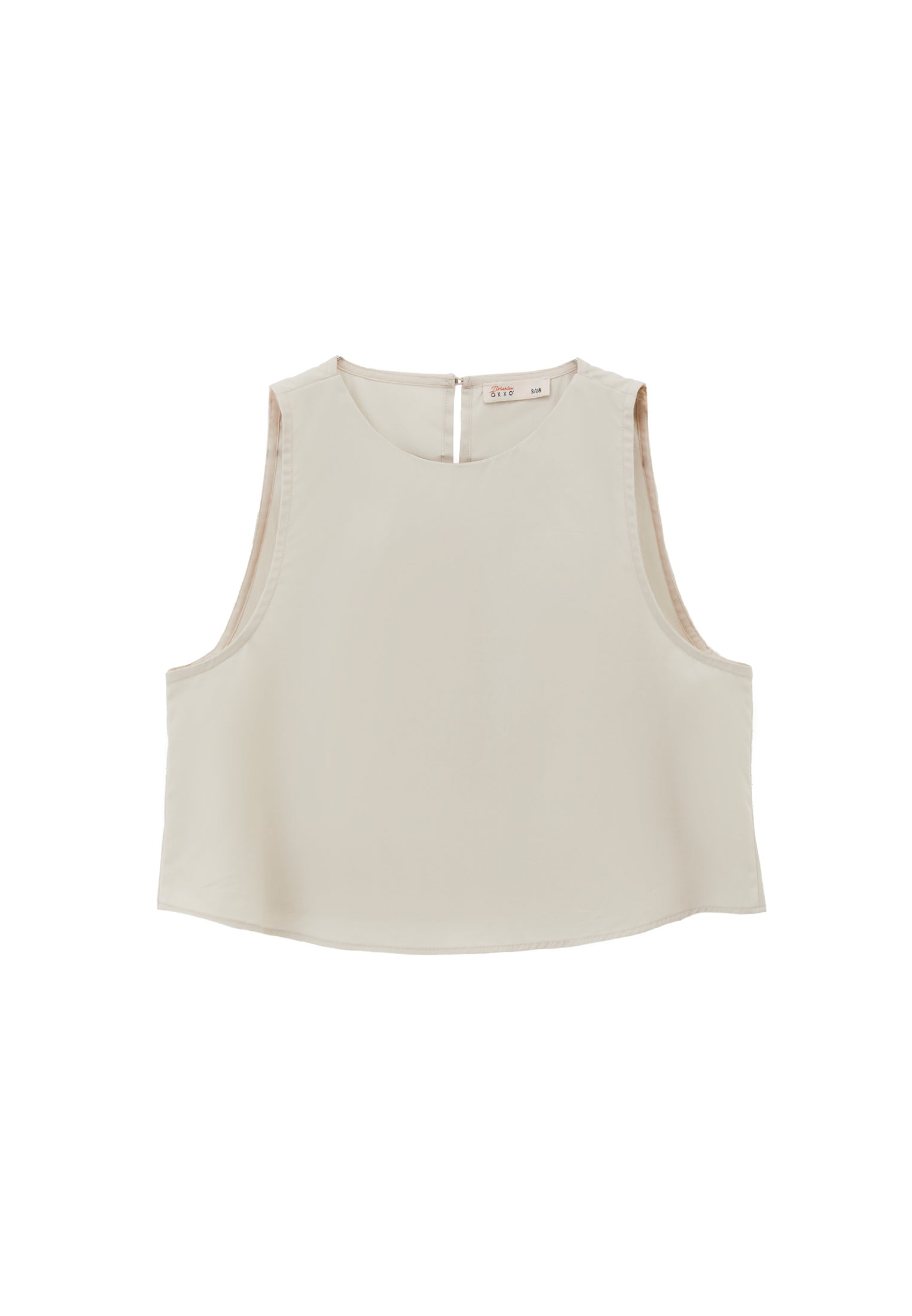 Sleeveless Tank Top With Crew Neck - SILVER BIRCH