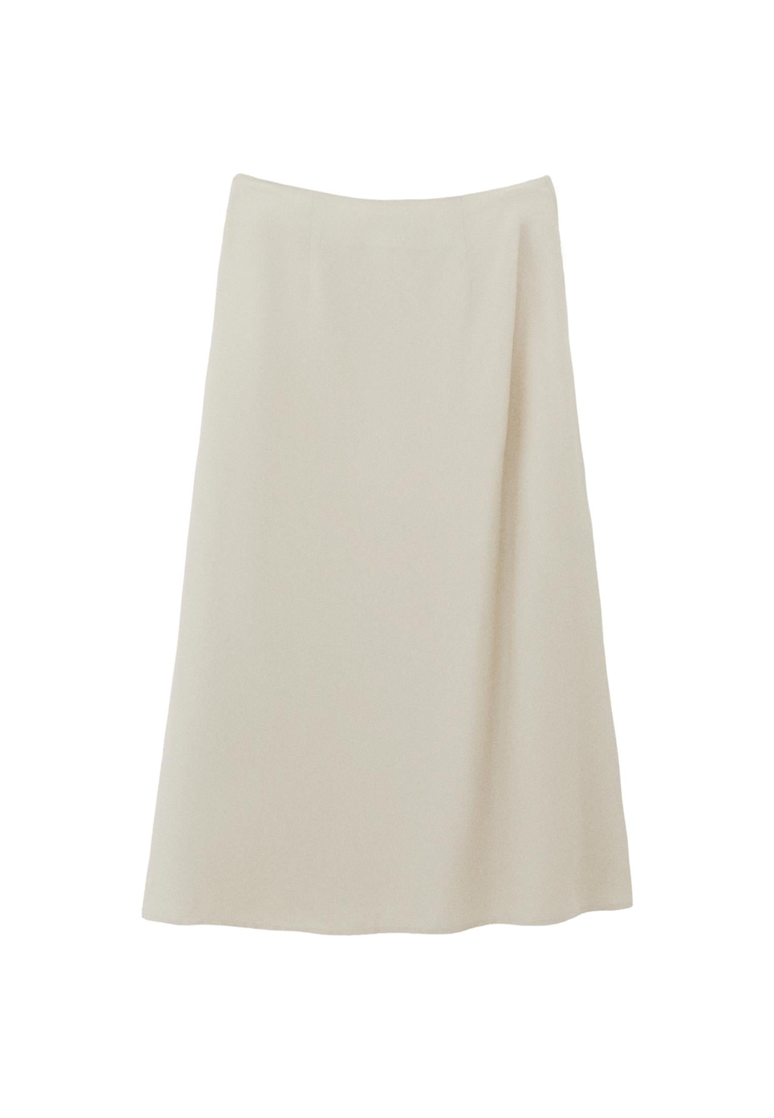Buckled Viscose Midi Skirt - SILVER BIRCH