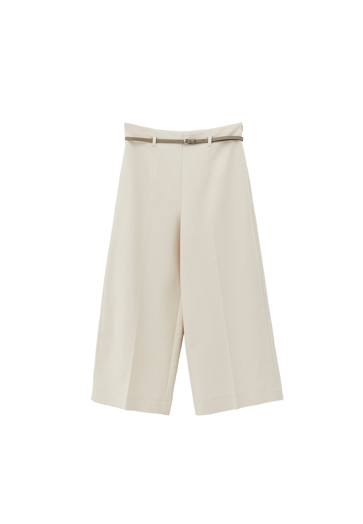 Ultra High Waist Belted Culotte Pants - SILVER BIRCH