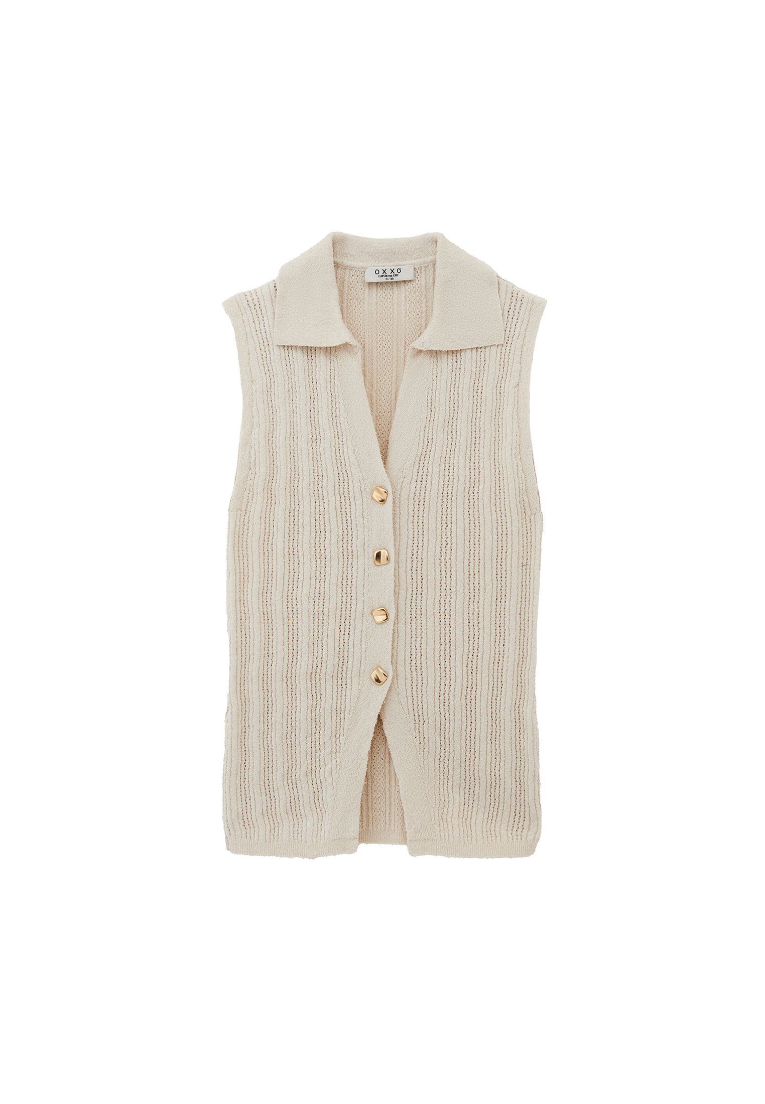 V Neck Boucle Vest - SILVER BIRCH