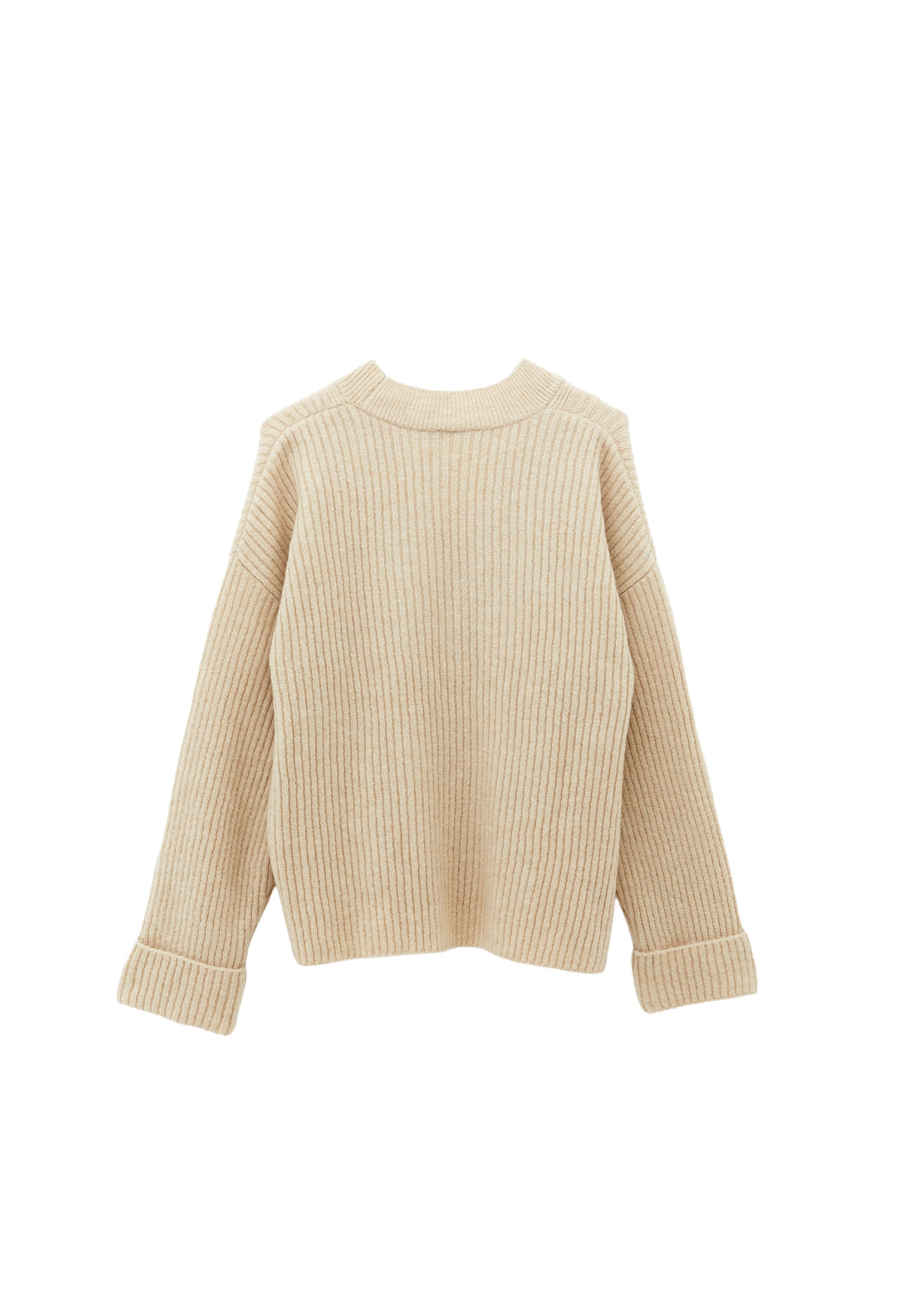 V Neck Knit Sweater - SILVER BIRCH