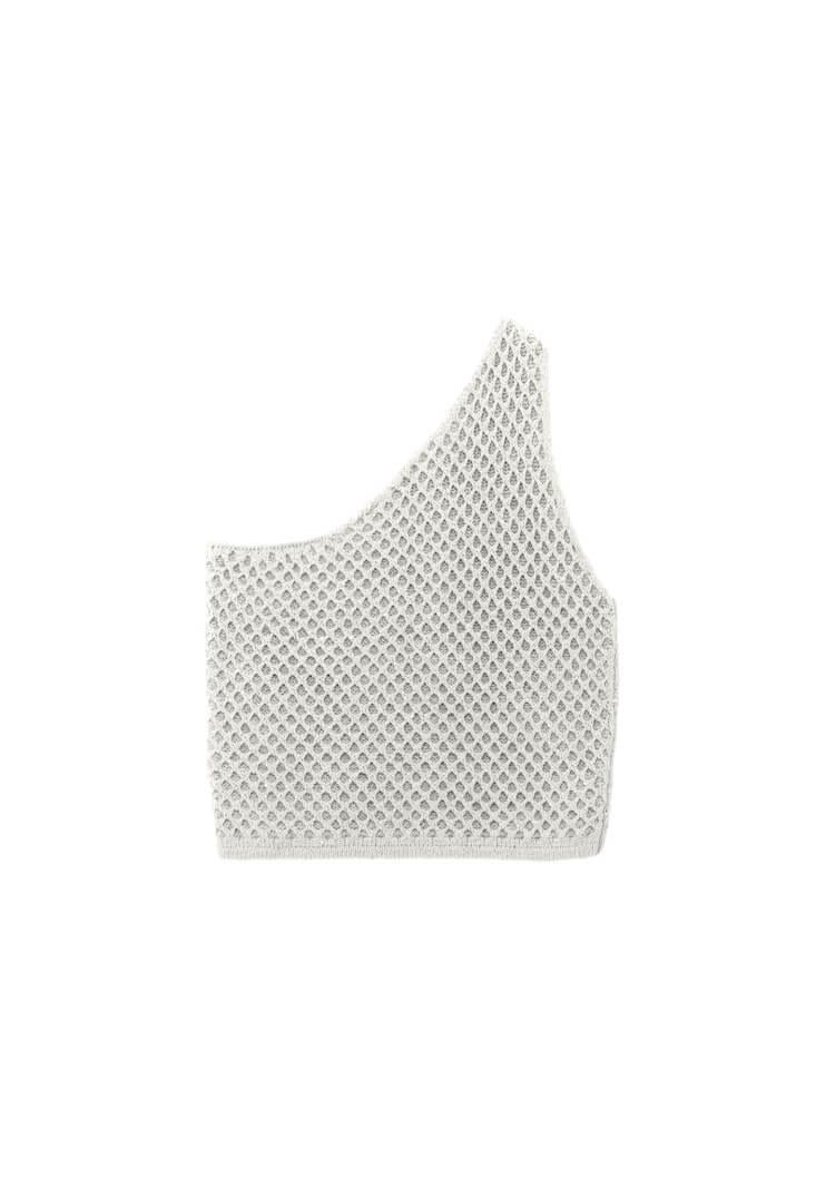 One Shoulder Ajour Tank - SILVER BIRCH