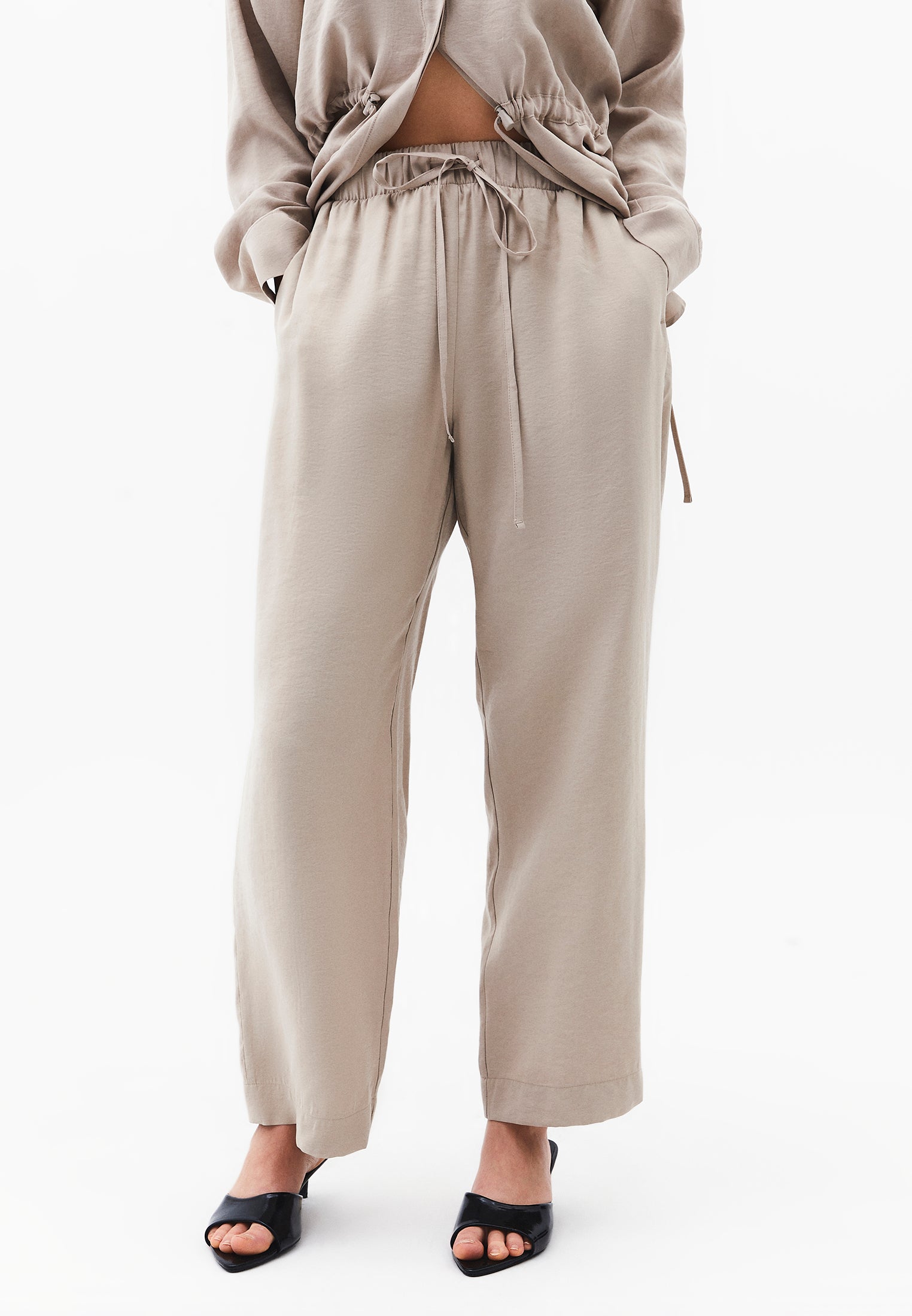High Waist Straight Pants - SIMPLY TAUPE
