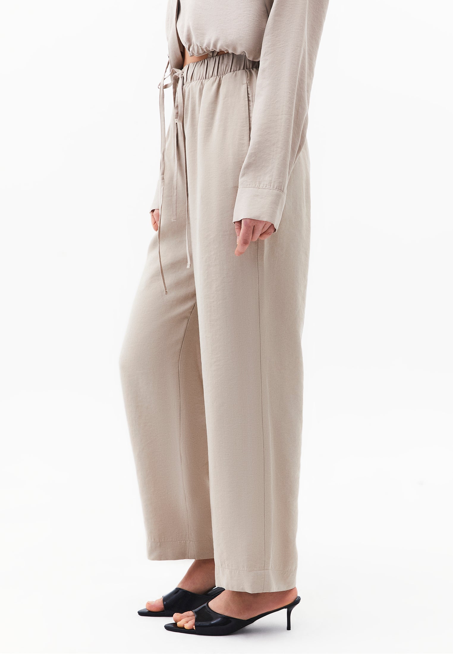 High Waist Straight Pants - SIMPLY TAUPE