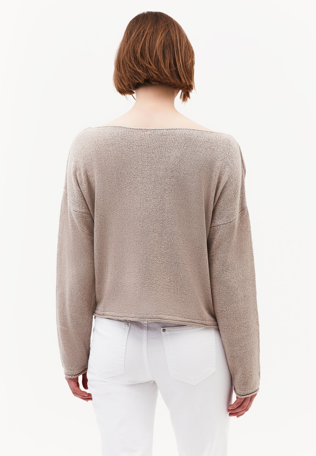 Boat Neck Bouclé Sweater - SIMPLY TAUPE