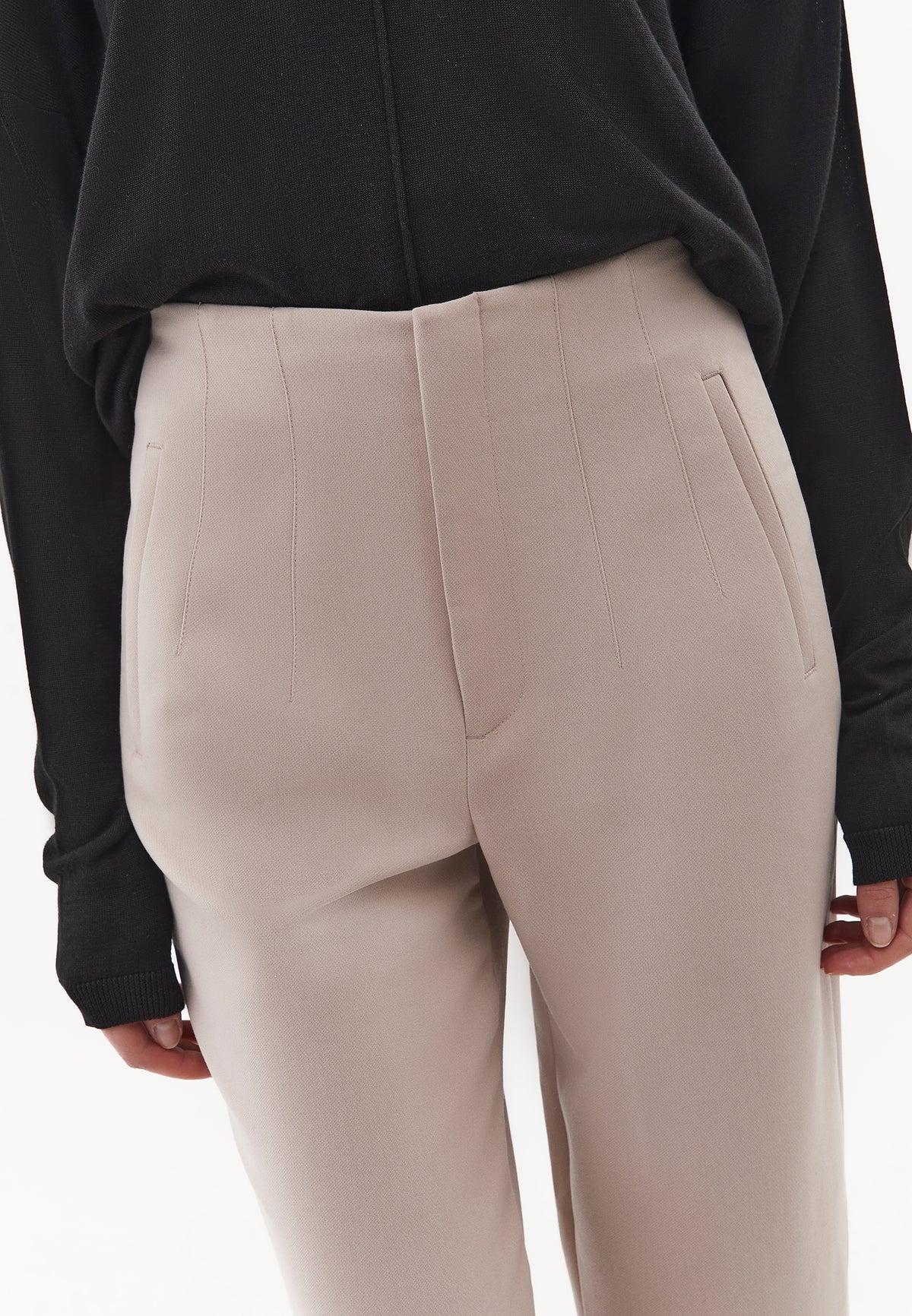 Ultra High Waist Carrot Fit Pants - Beige