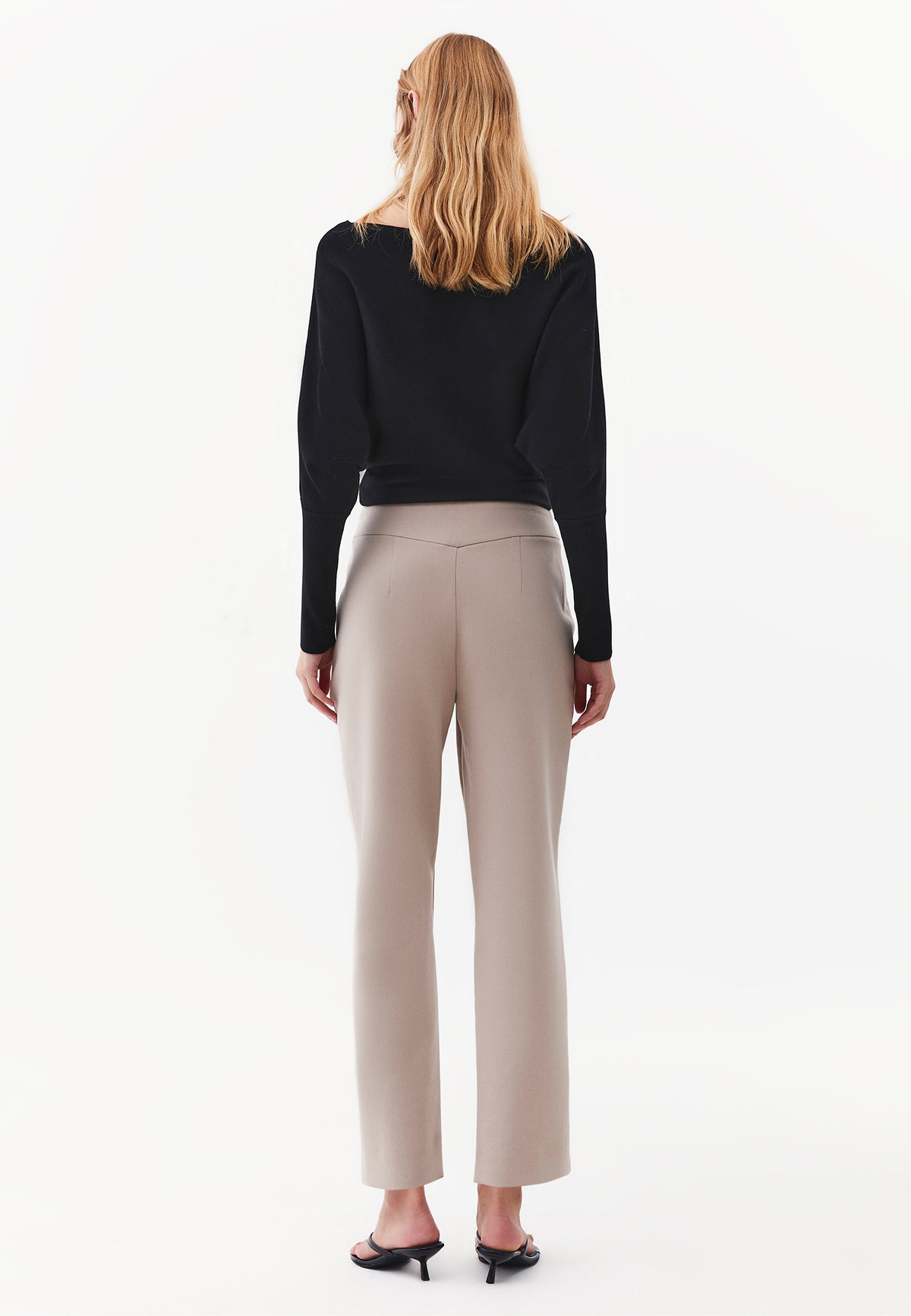 Ultra High Waist Carrot Cut Pants with Pocket Detail - Beige