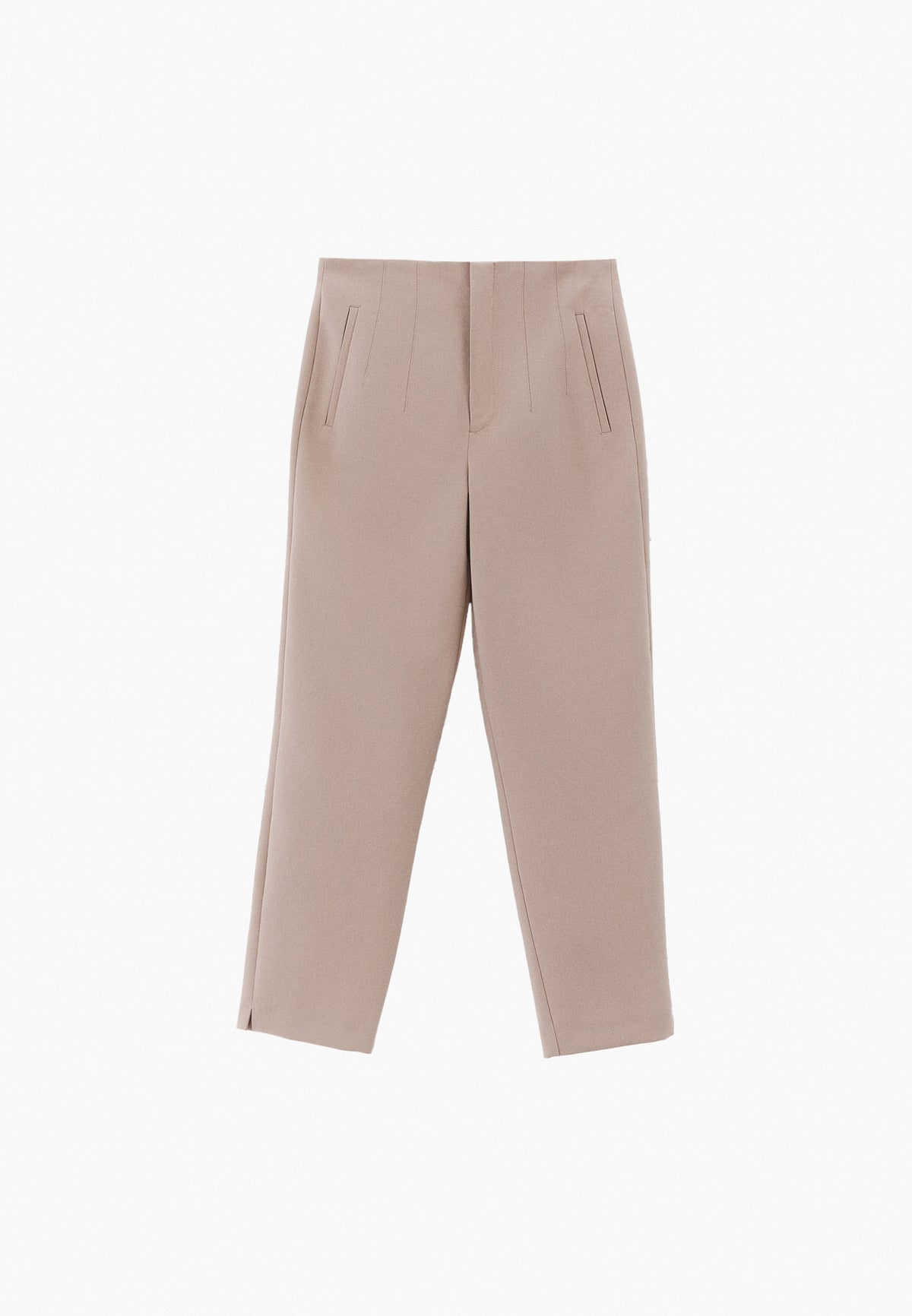 Ultra High Waist Carrot Fit Pants - Beige