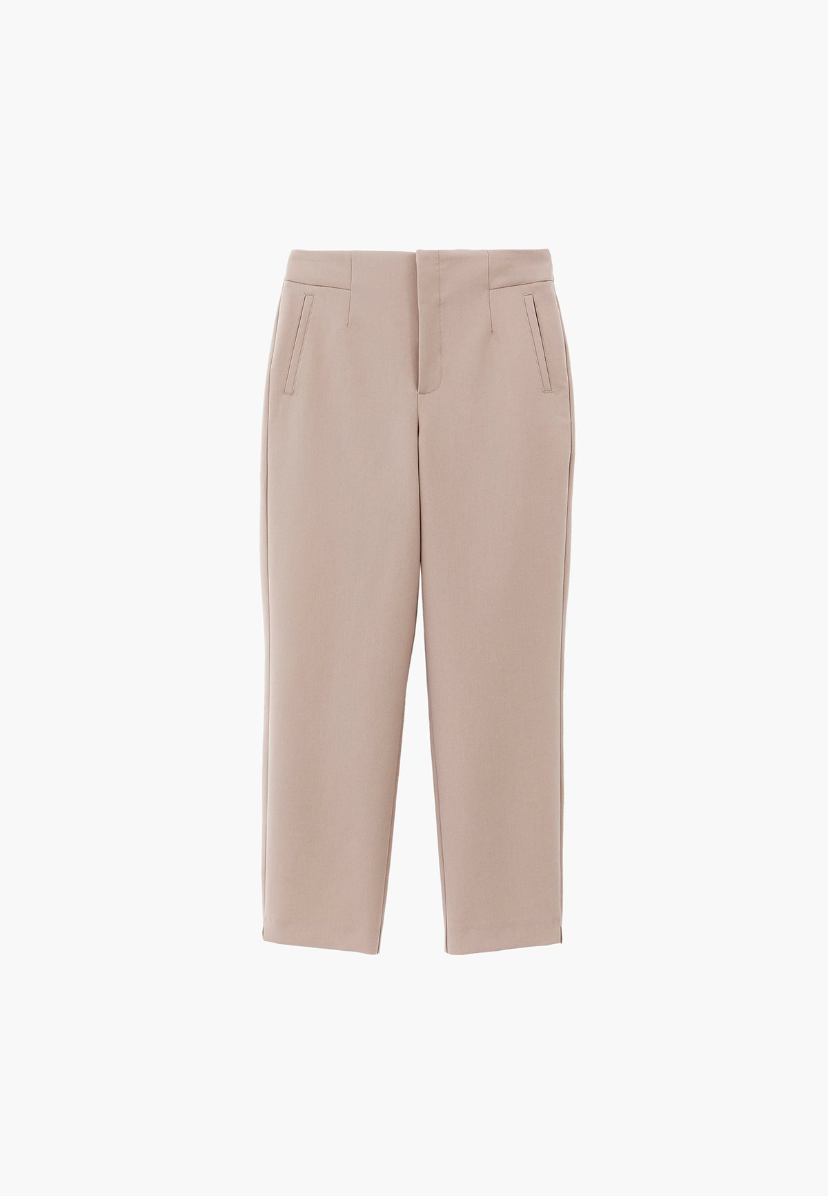 Ultra High Waist Carrot Cut Pants with Pocket Detail - Beige