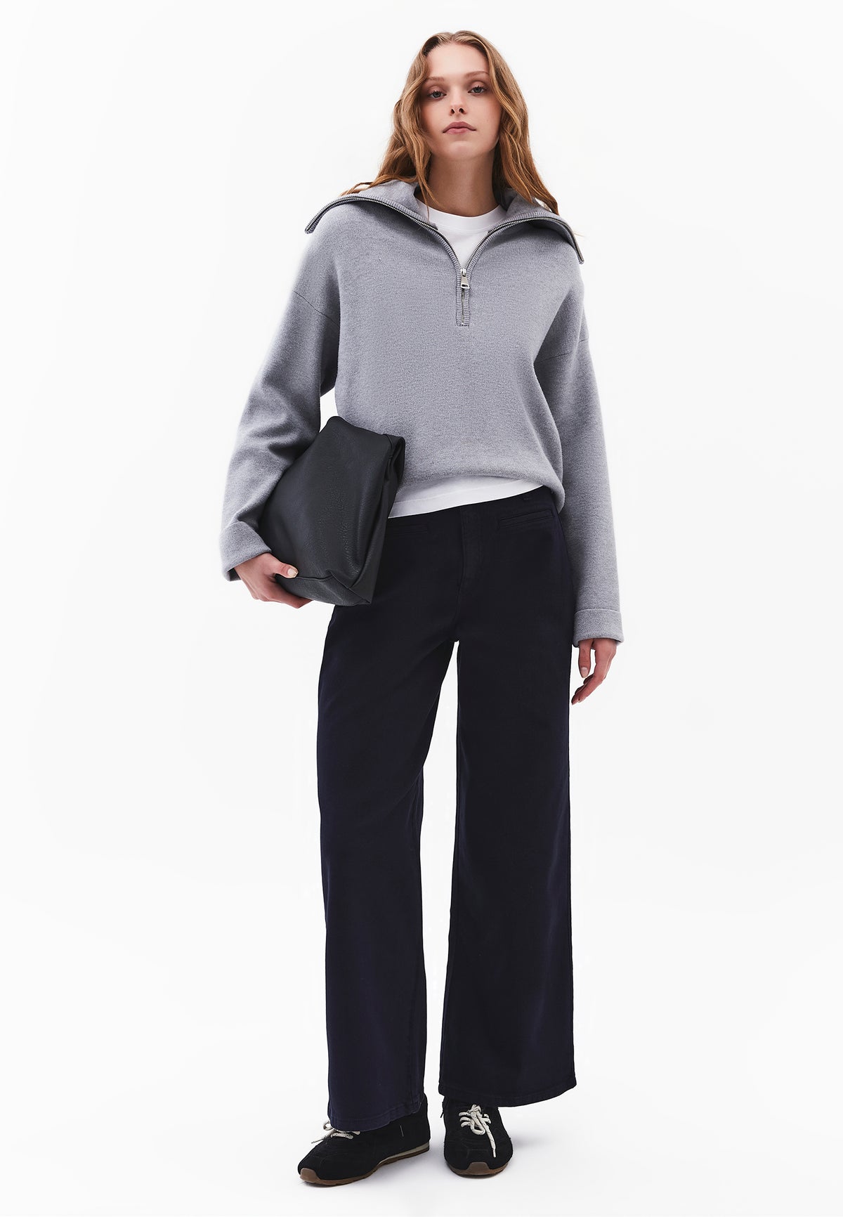 Ultra High Waist Wide Leg Pants - Navy Blue
