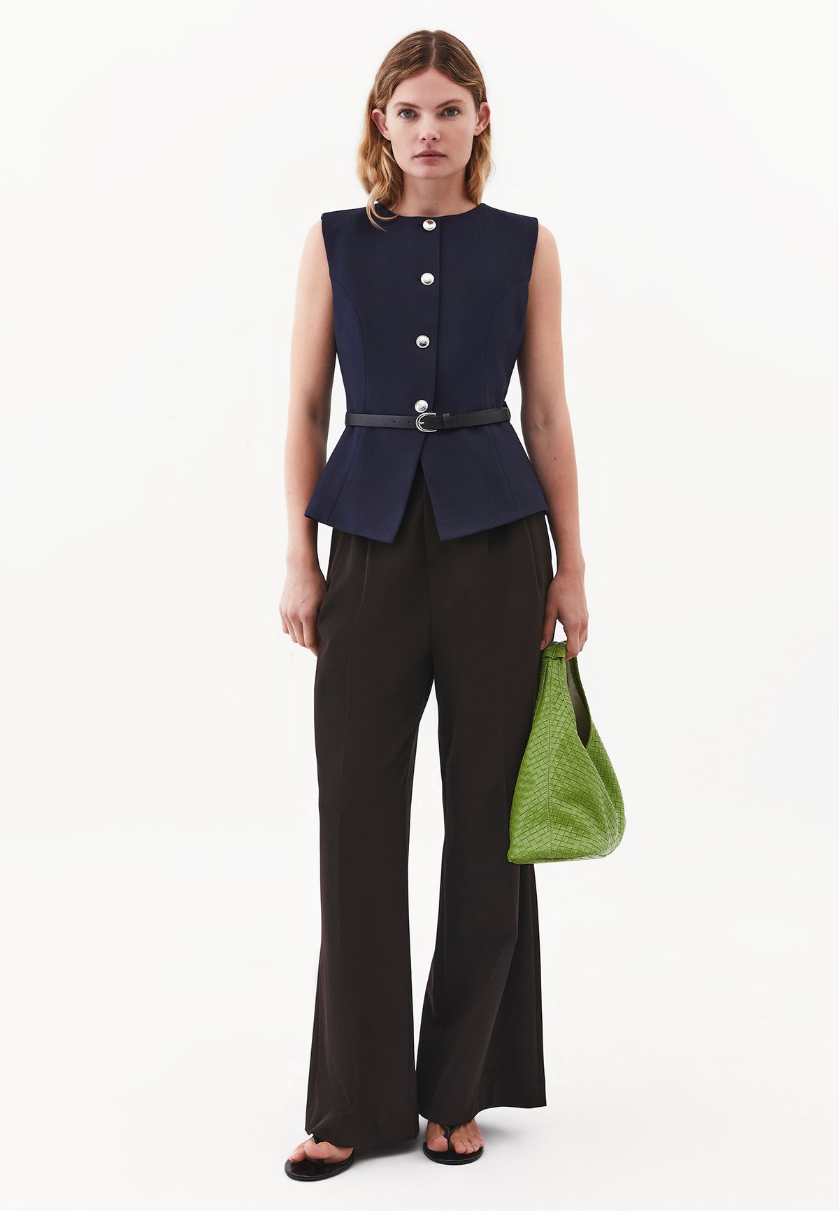 Closed Vest with Belt and Button Details - SKY CAPTAIN