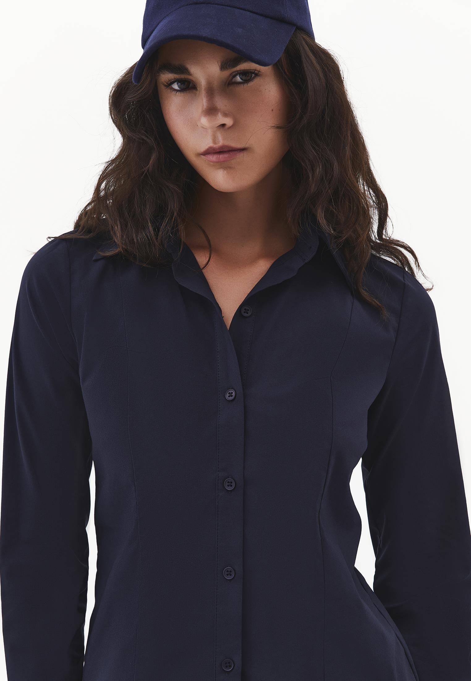 Shirt Collar Long Sleeve Buttoned Shirt - SKY CAPTAIN