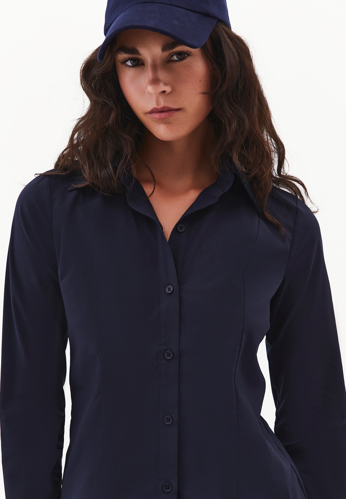 Shirt Collar Long Sleeve Buttoned Shirt - SKY CAPTAIN