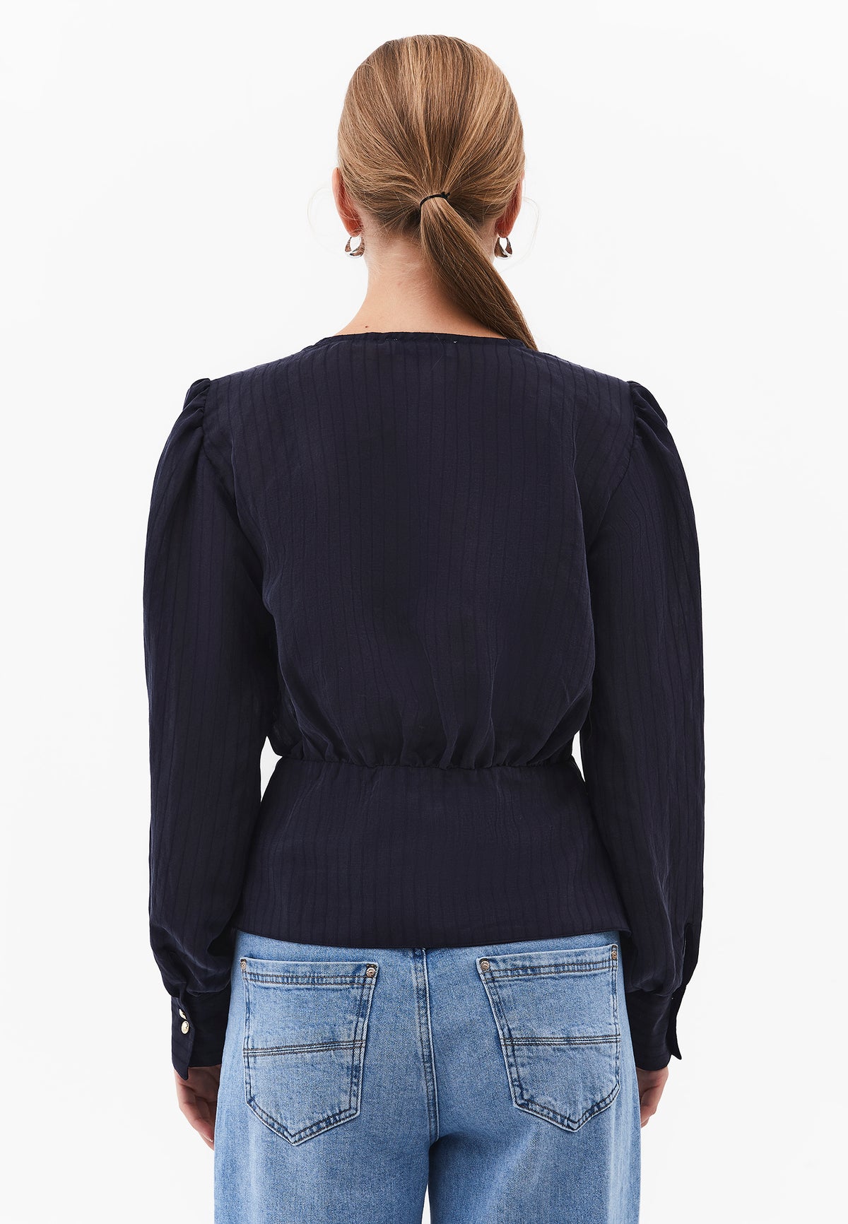 V-Neck Loose Fit Blouse - SKY CAPTAIN