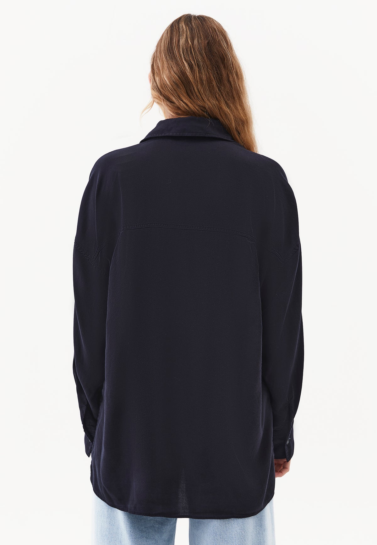 Long Sleeve Oversize Shirt Collar Woven Shirt - SKY CAPTAIN