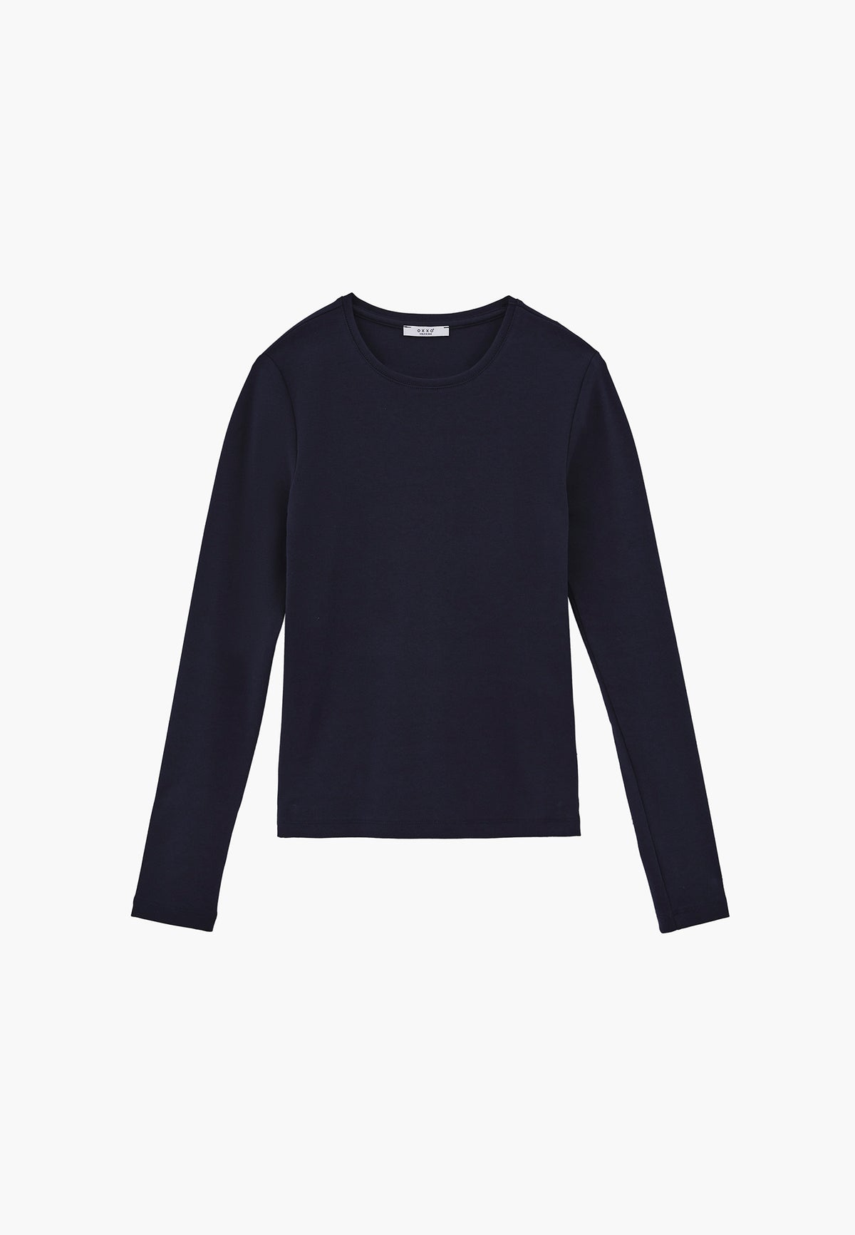 Crew Neck Long Sleeve T-Shirt - Navy Blue