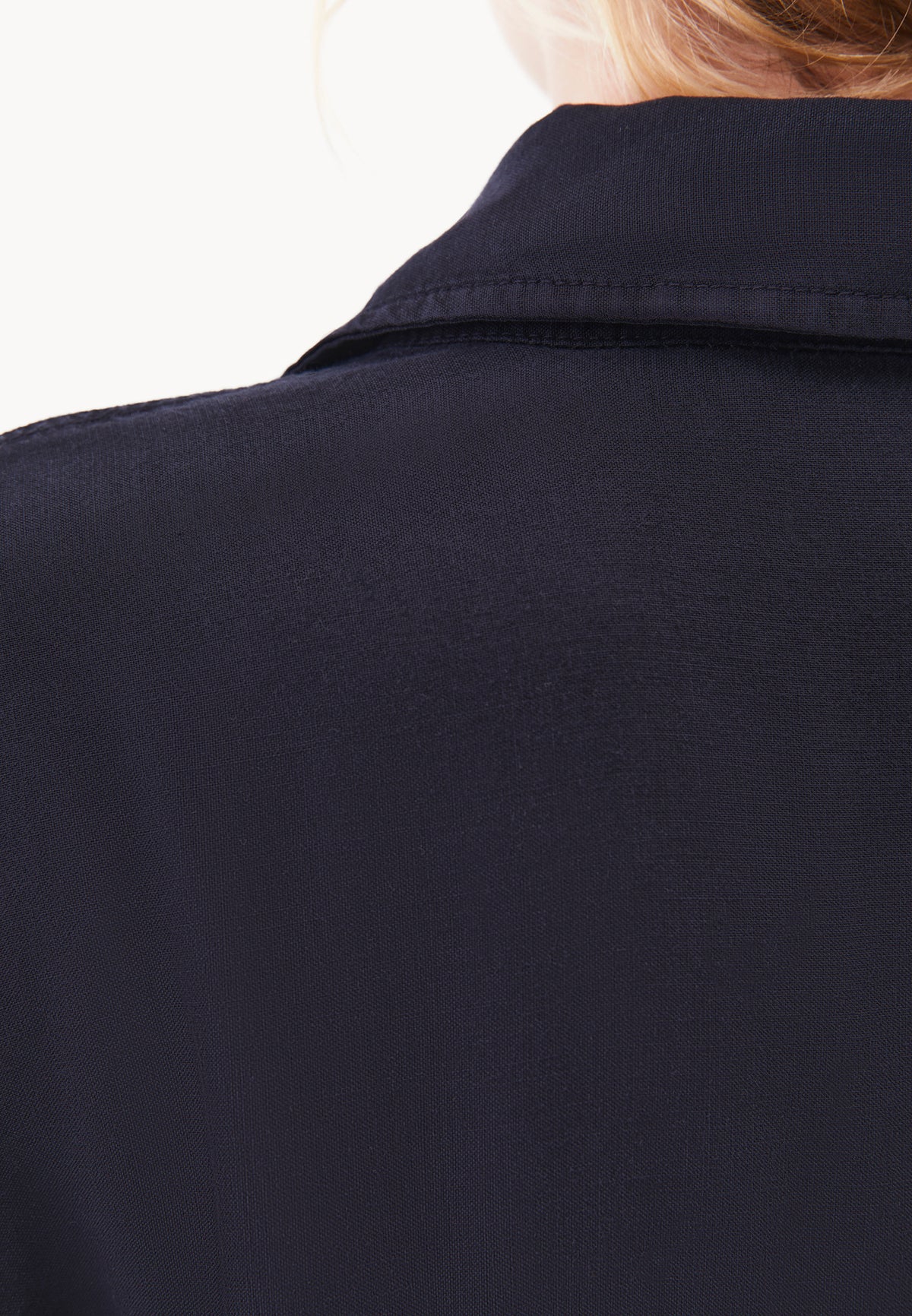 Long Sleeve Oversize Shirt Collar Woven Shirt - SKY CAPTAIN