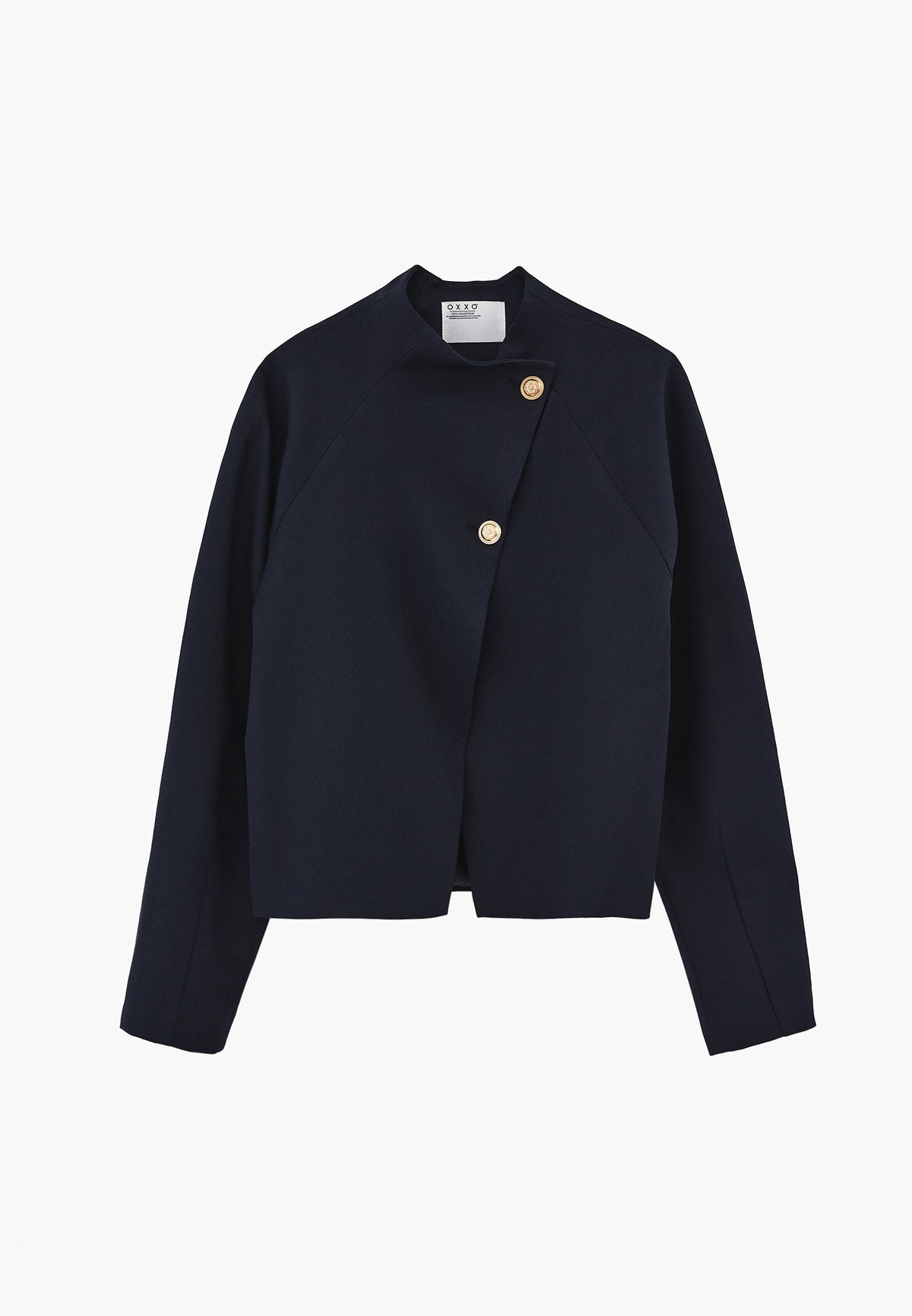 Buttoned Blazer Jacket - Navy Blue