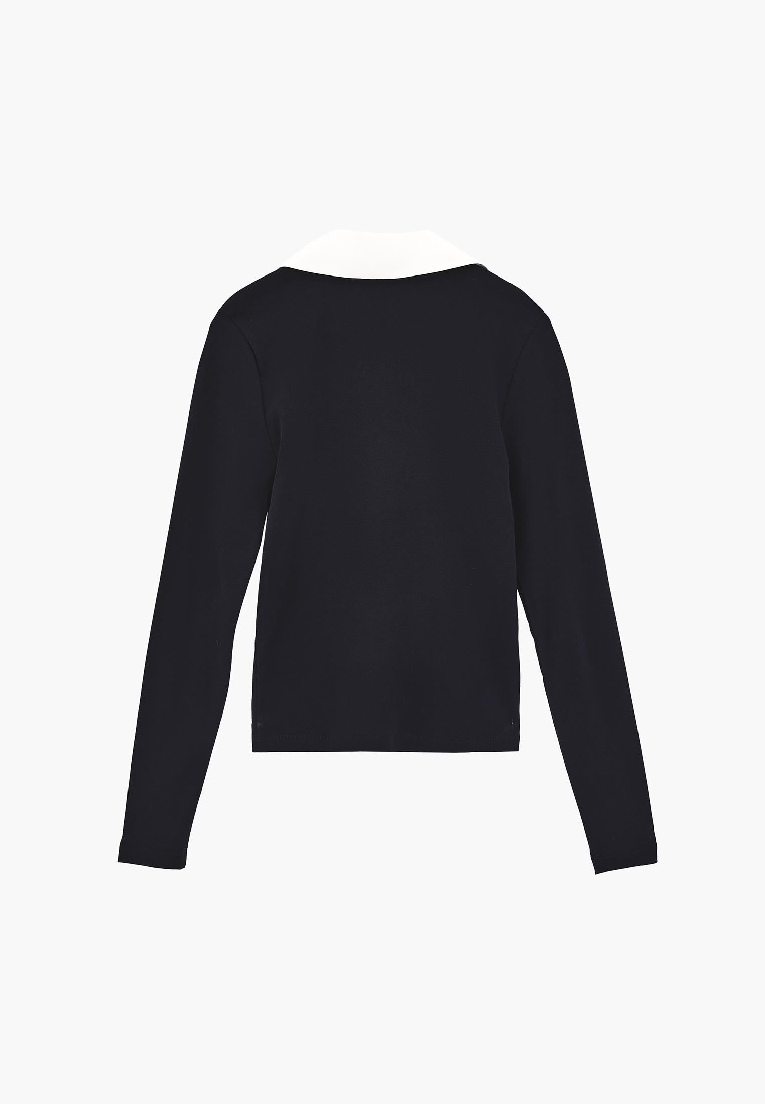 Polo Neck Long Sleeve Bodycon T-Shirt - SKY CAPTAIN