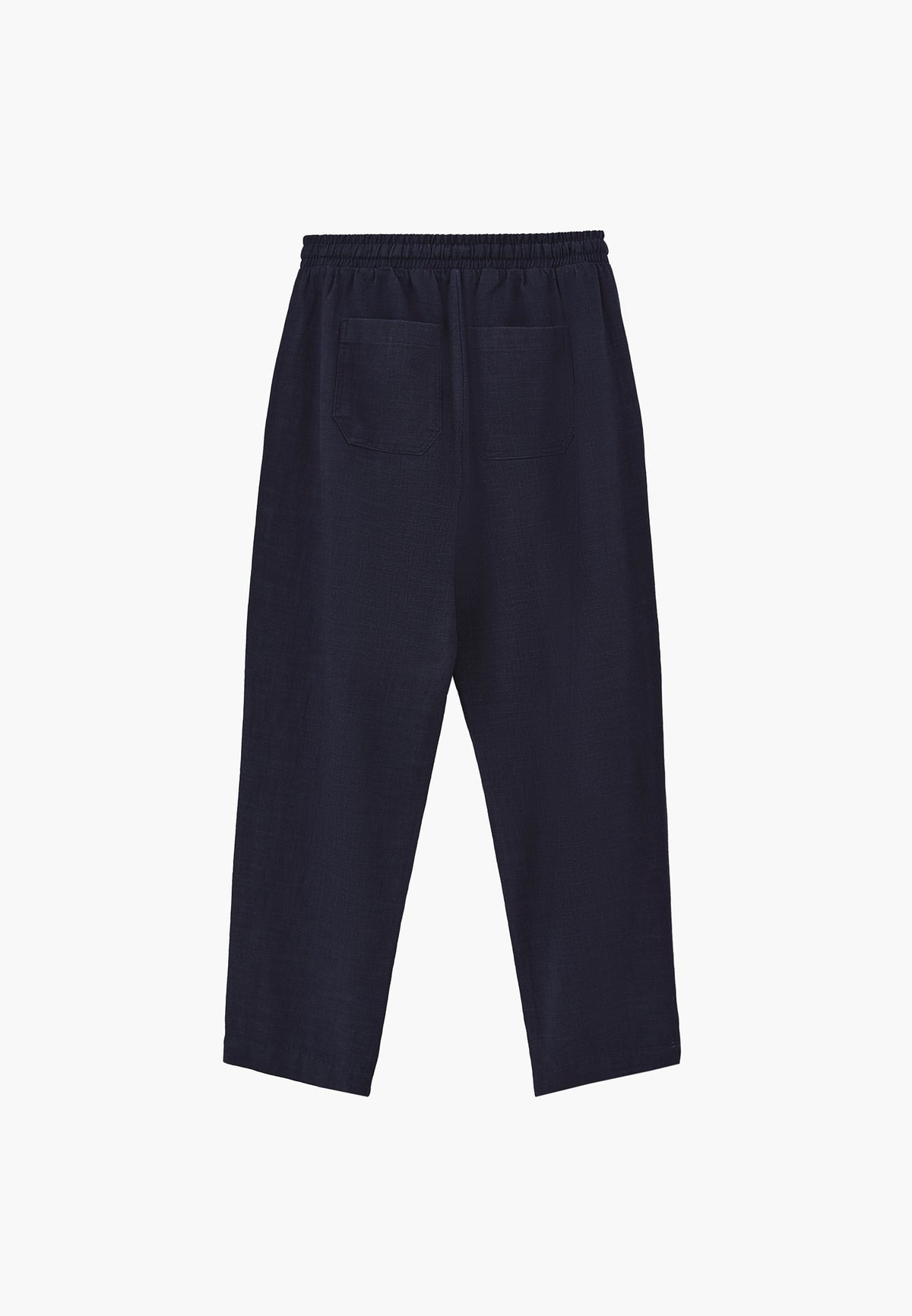 Carrot Pants With Elastic Waist - Navy Blue
