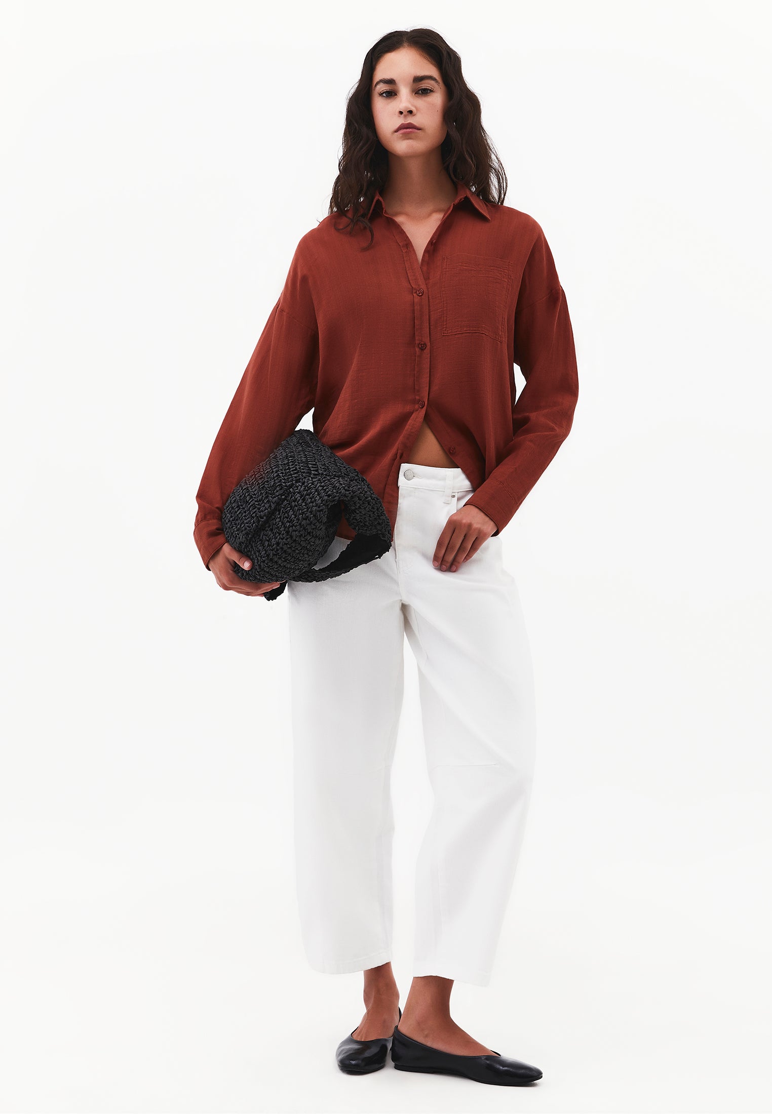 Long Sleeve Oversized Woven Shirt - SMOKED PAPRIKA
