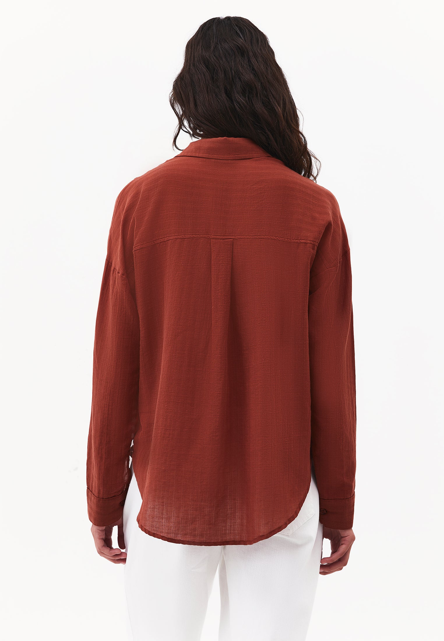 Long Sleeve Oversized Woven Shirt - SMOKED PAPRIKA