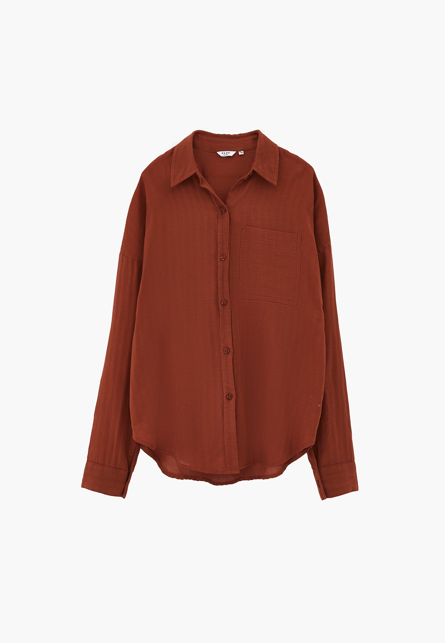 Long Sleeve Oversized Woven Shirt - SMOKED PAPRIKA