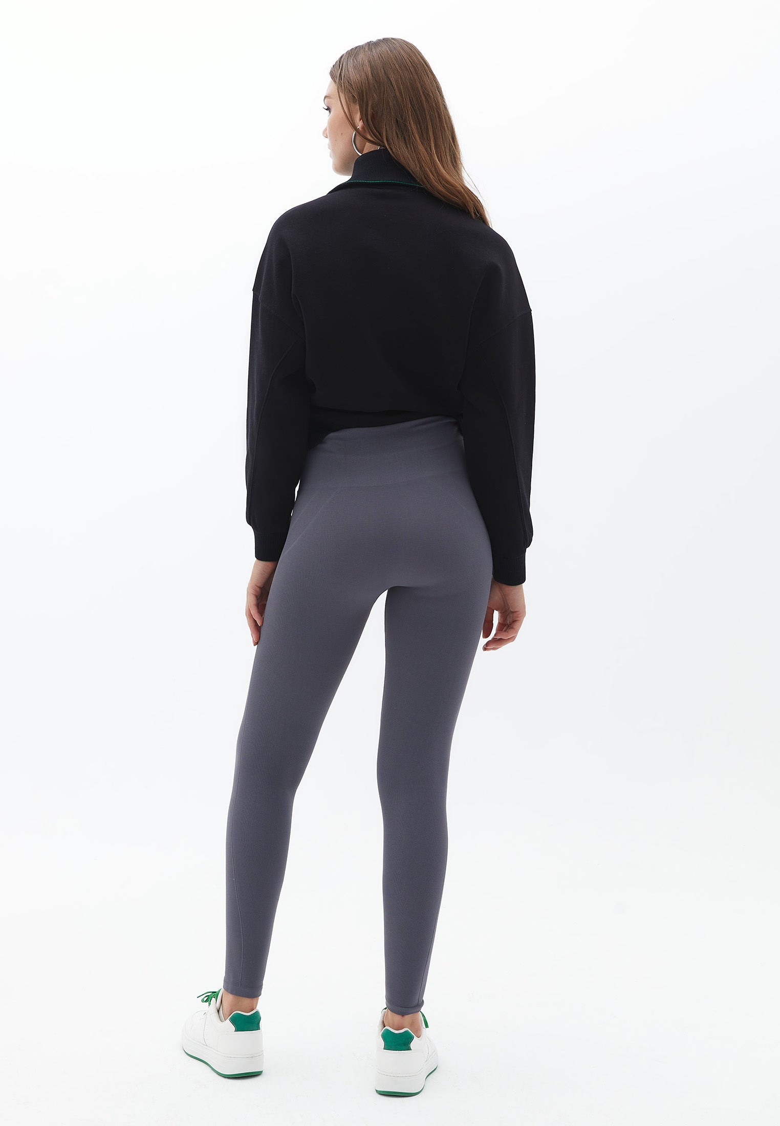 Long narrow high waist leggings - SMOKED PEARL