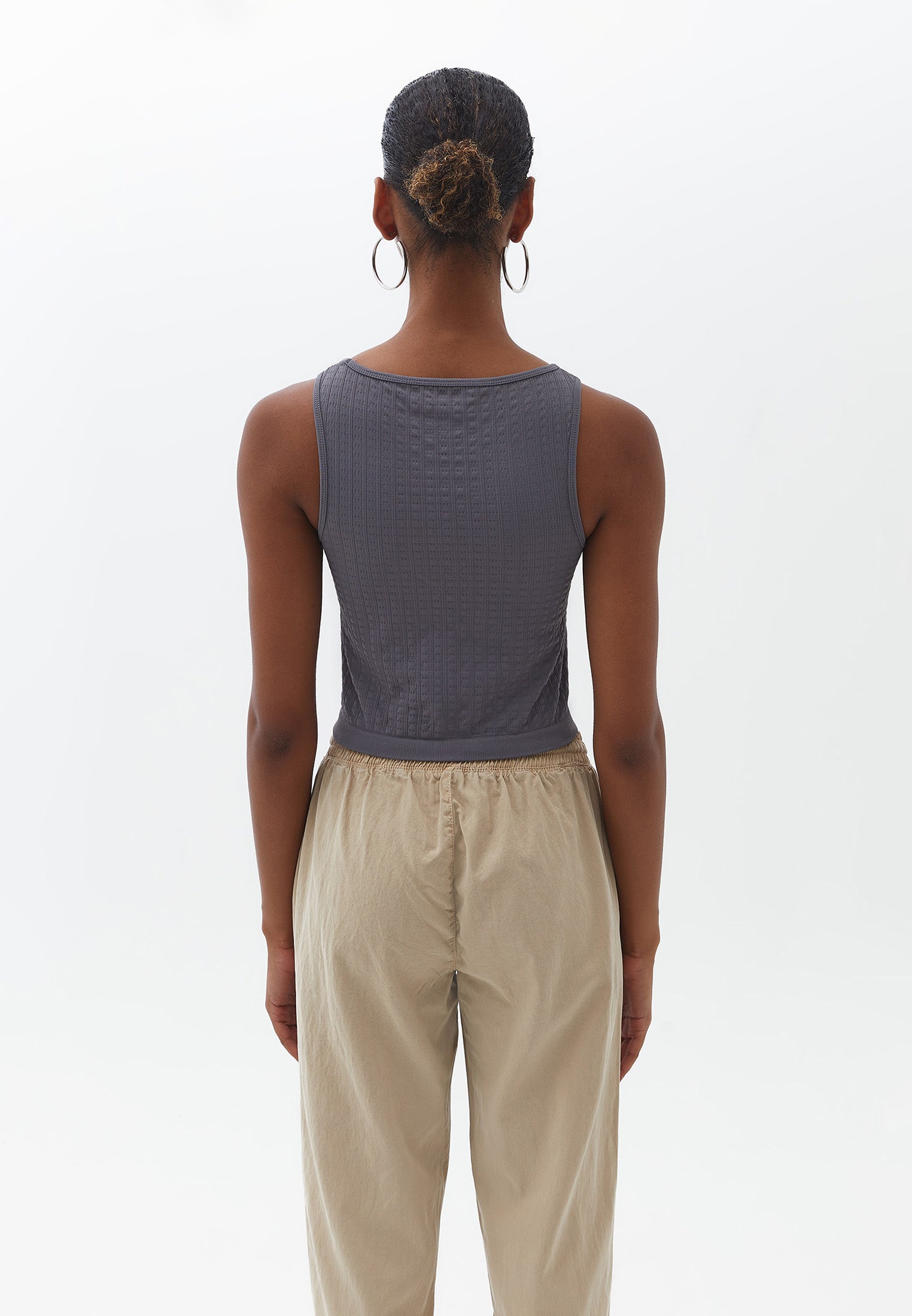 Crew neck crop top - SMOKED PEARL