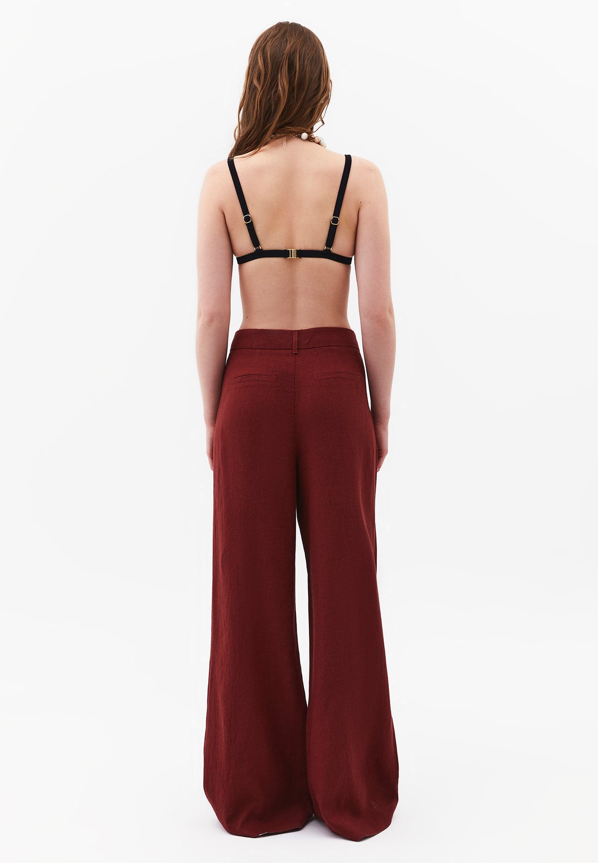 Pleated Wide Leg Pants - SPICED APPLE