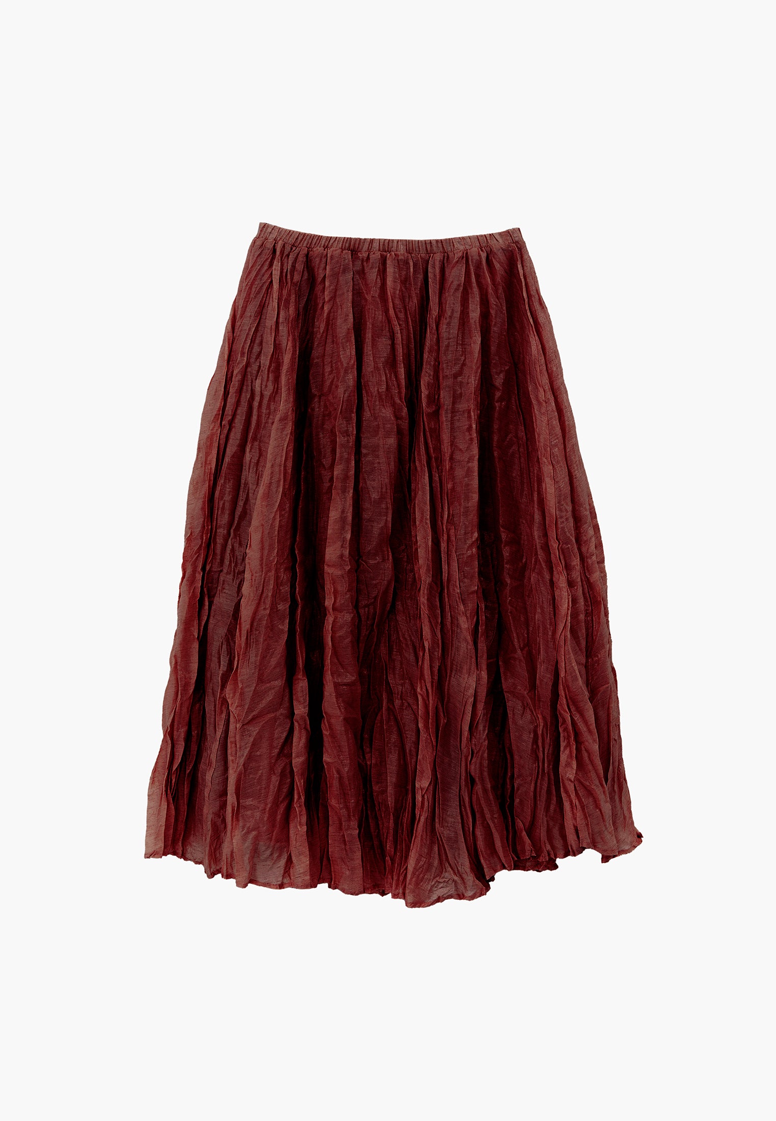 Shiny Flared Long Skirt - SPICED APPLE